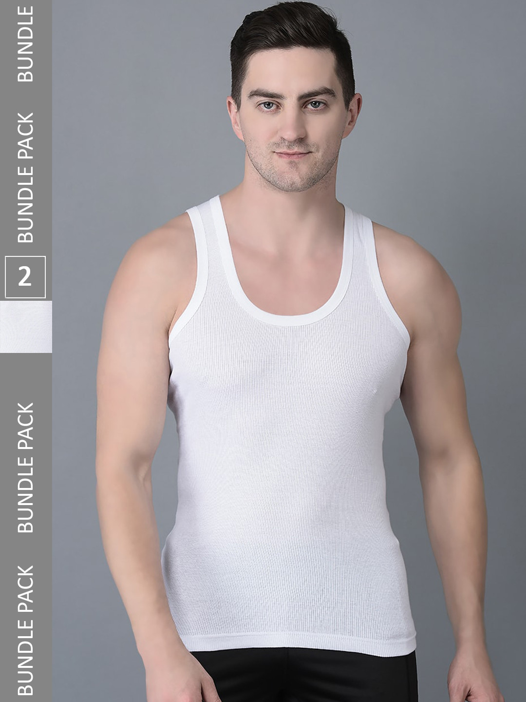 

Dollar Bigboss Men Solid Pack of 2 Cotton Vest, White