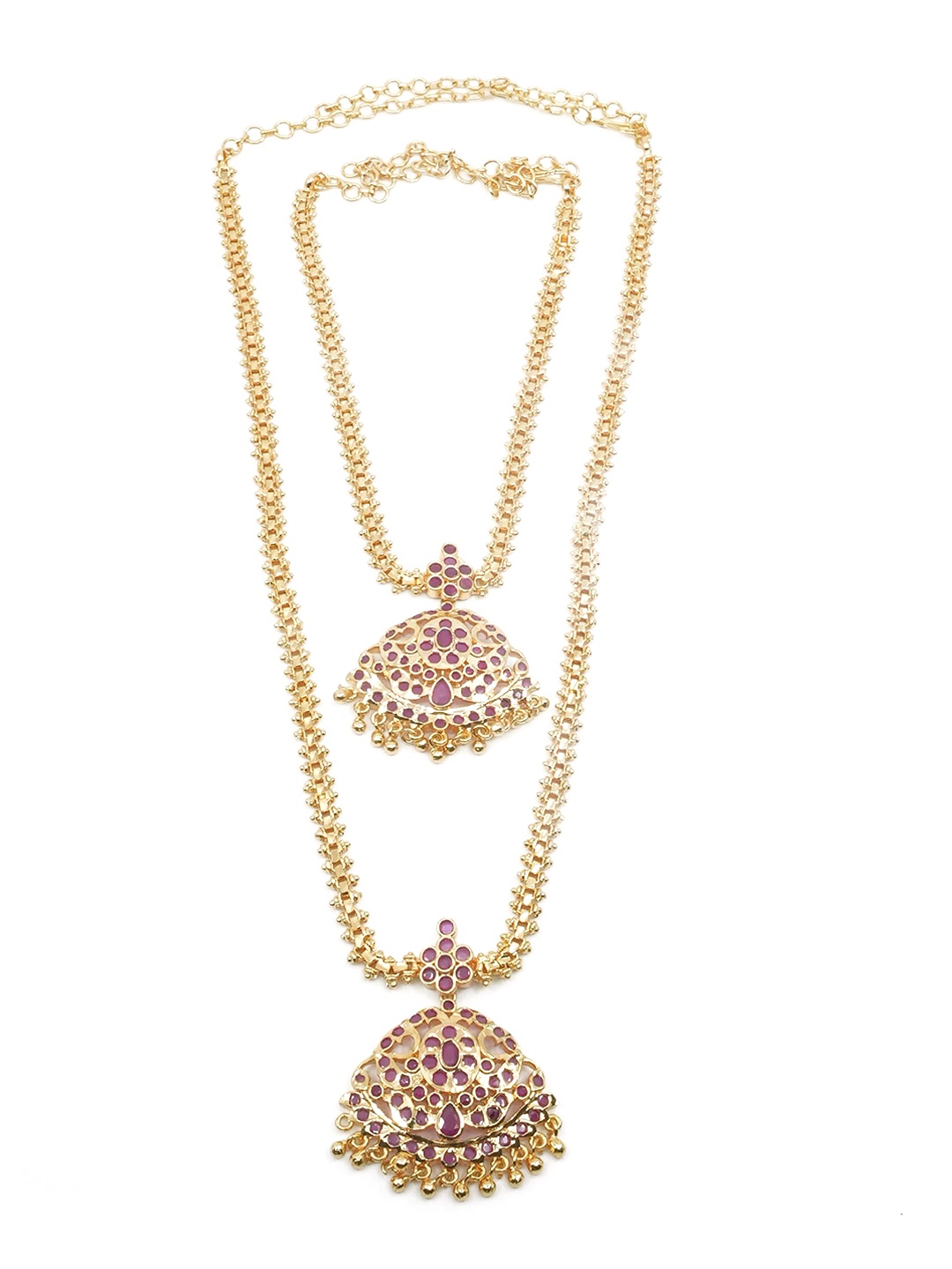 

GRIIHAM Set Of 2 Gold-Plated Cubic Zirconia Studded Temple Necklace