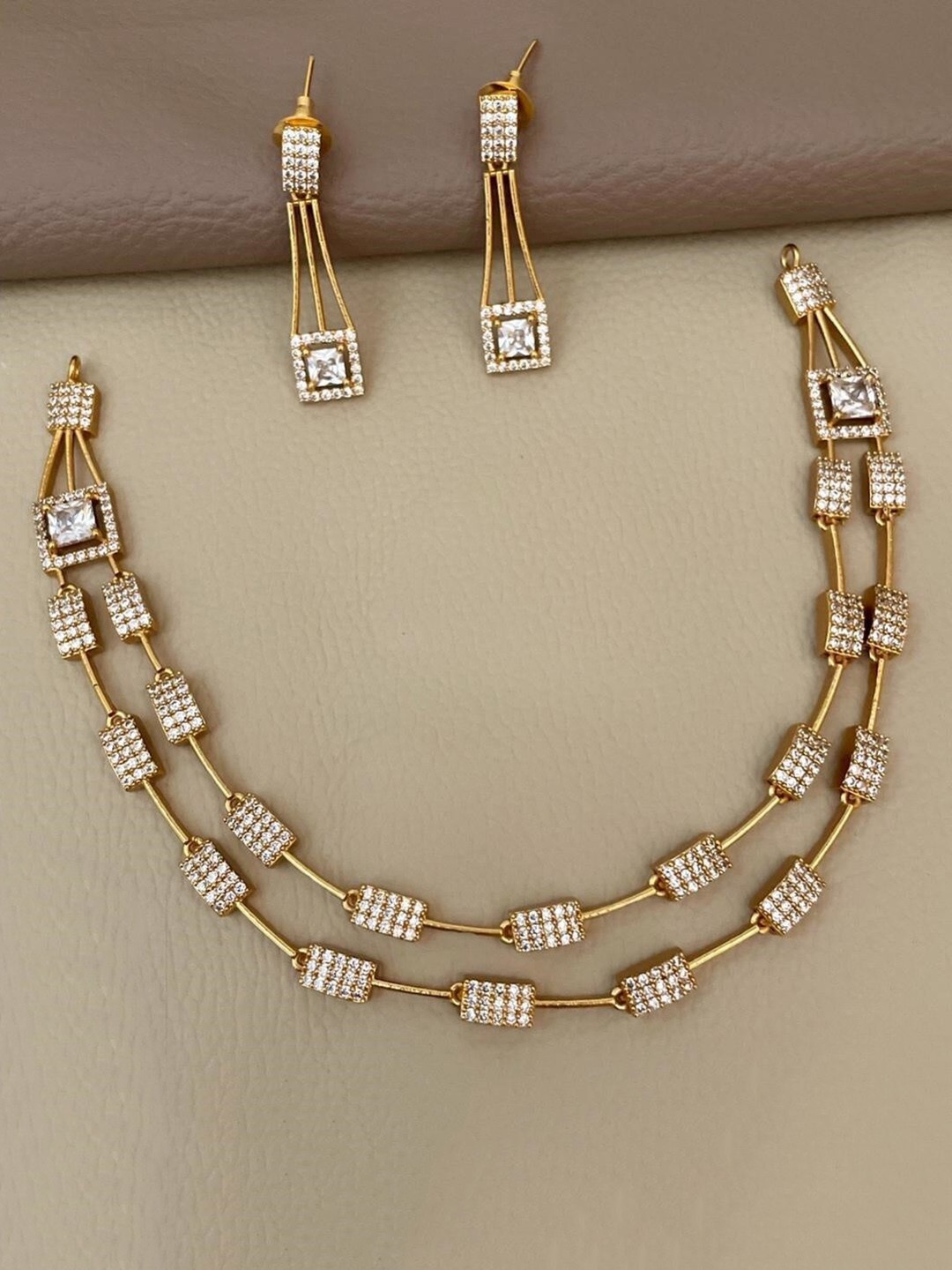 

GRIIHAM Gold-Plated CZ-Studded Jewellery Set, White