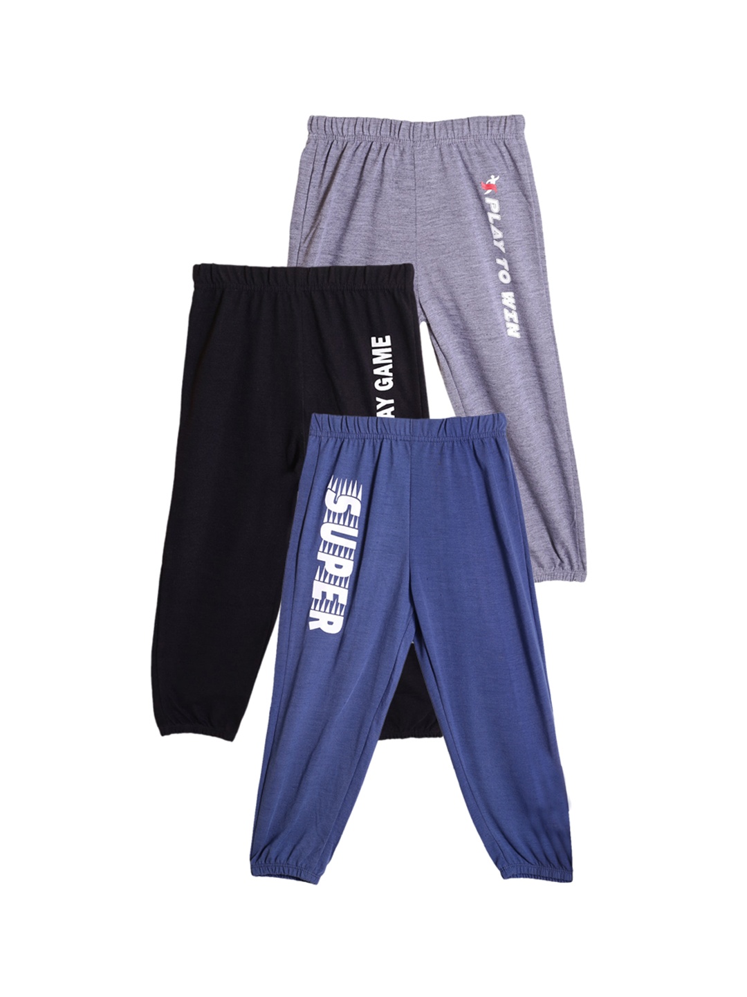 

Fashionable Kids Pack Of 3 Printed Pure Cotton Lounge Pants, Blue
