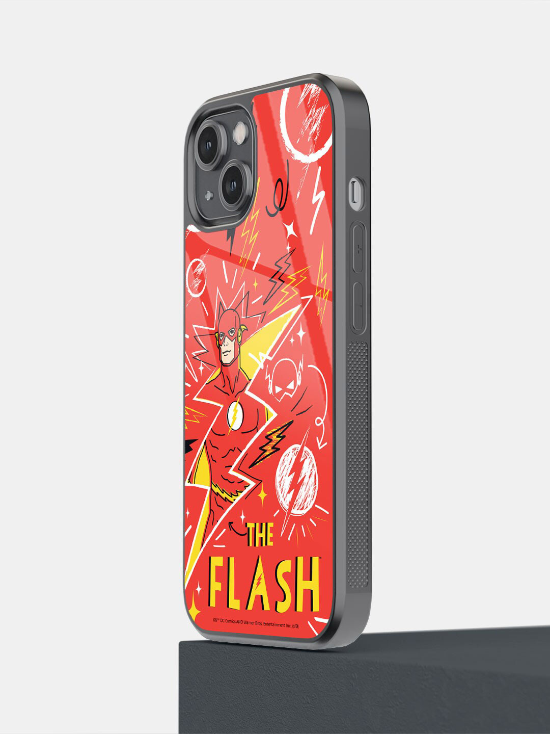 

macmerise Flash Doodle Design iPhone 14 Glass Phone Case, Red
