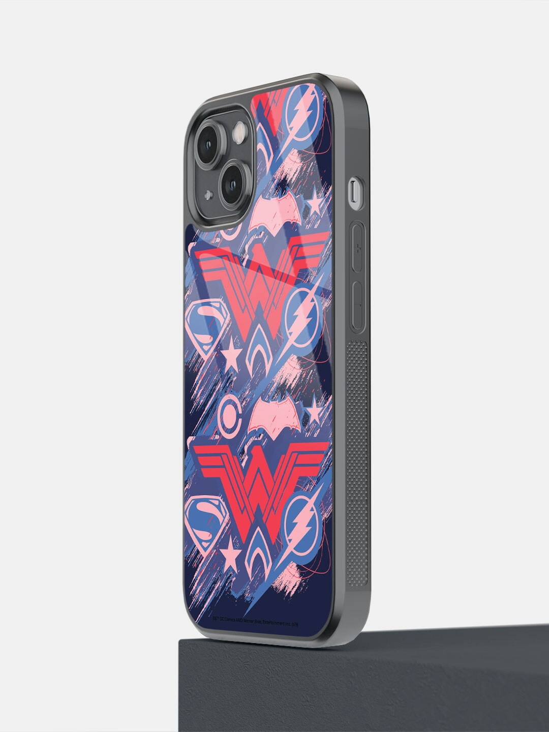 

macmerise JL Scribbled Logo Design iPhone 14 Glass Mobile Phone Case, Blue