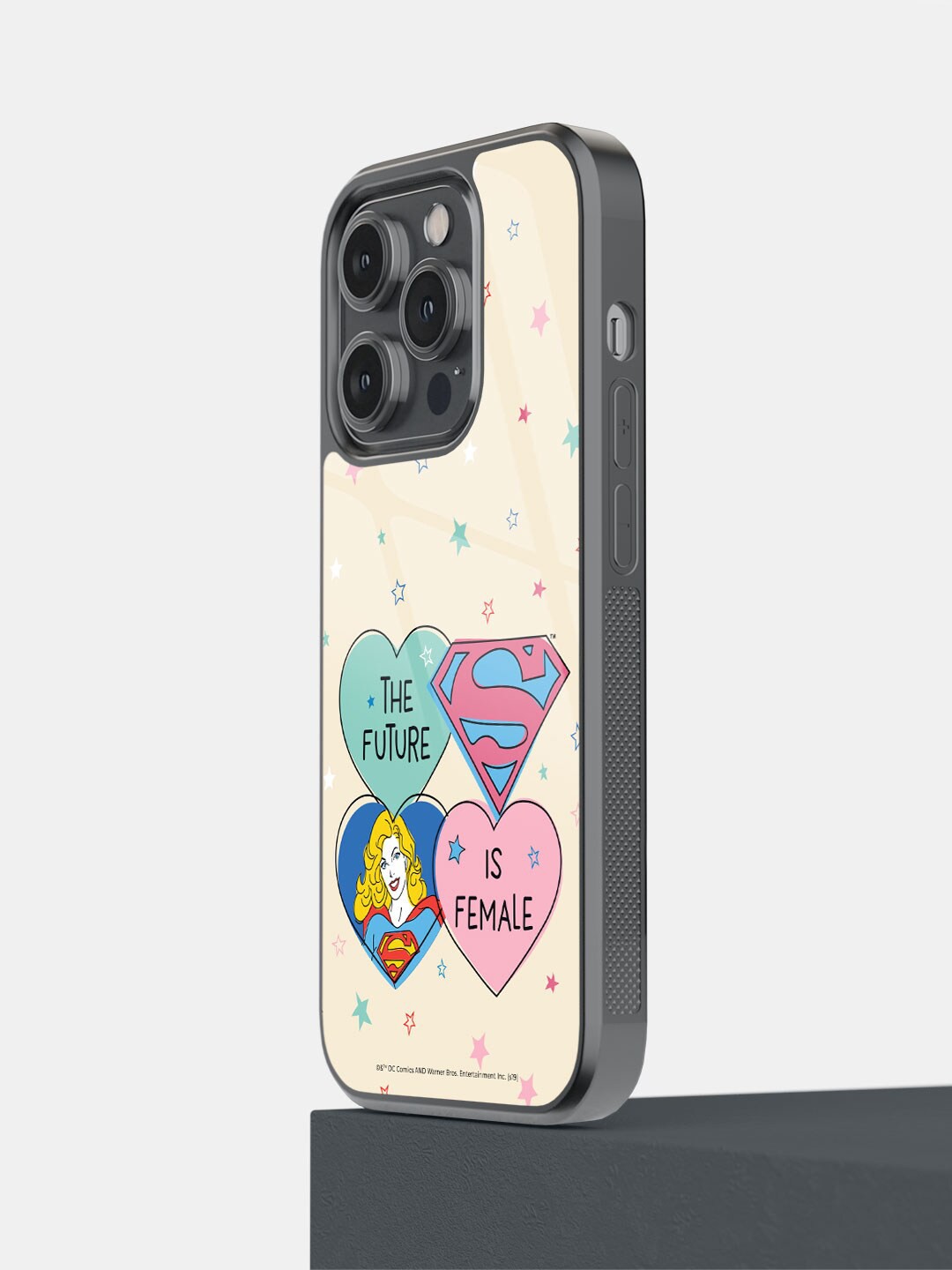 

macmerise Supergirl Future Design iPhone 14 Pro Glass Mobile Phone Case, Cream