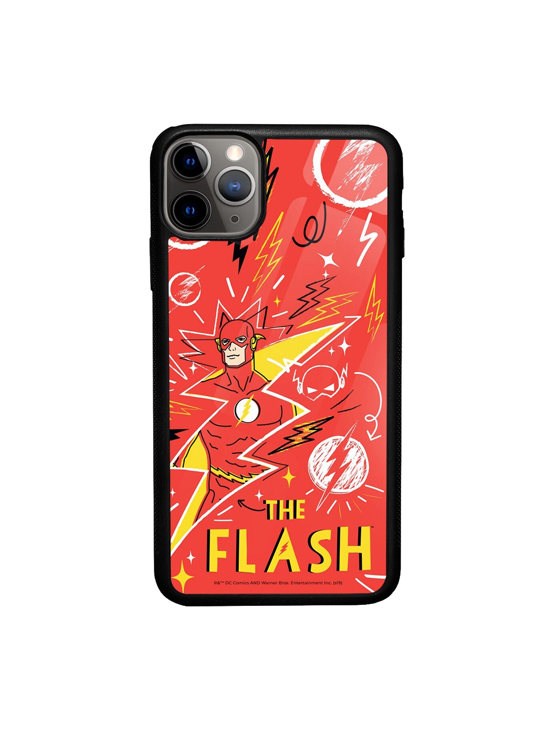 

macmerise Flash Doodle Design iPhone 11 Pro Max Glass Case, Red