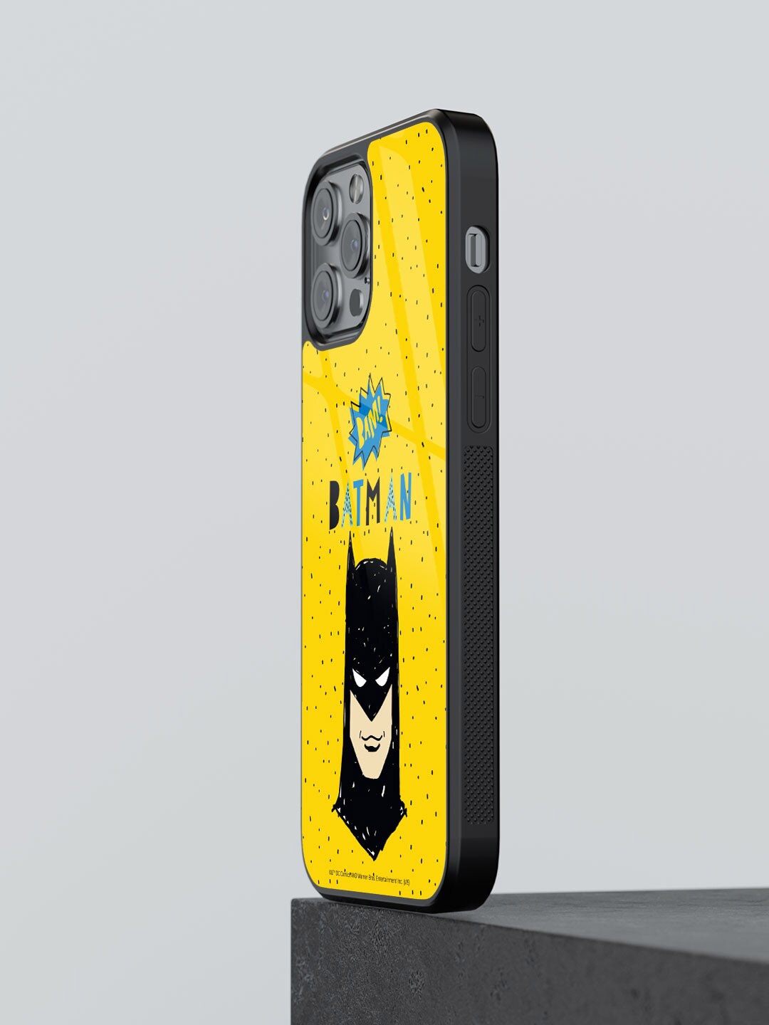 

macmerise Yellow & Black Batman Bam Design iPhone 13 Pro Max Glass Phone Case