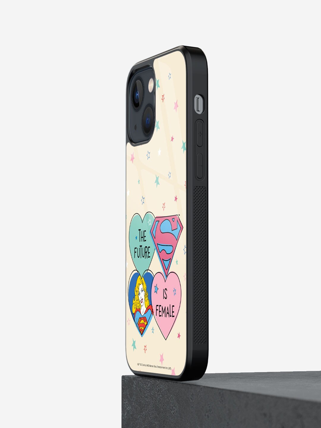 

macmerise Supergirl Future Design Printed iPhone 13 Mini Glass Case, Pink