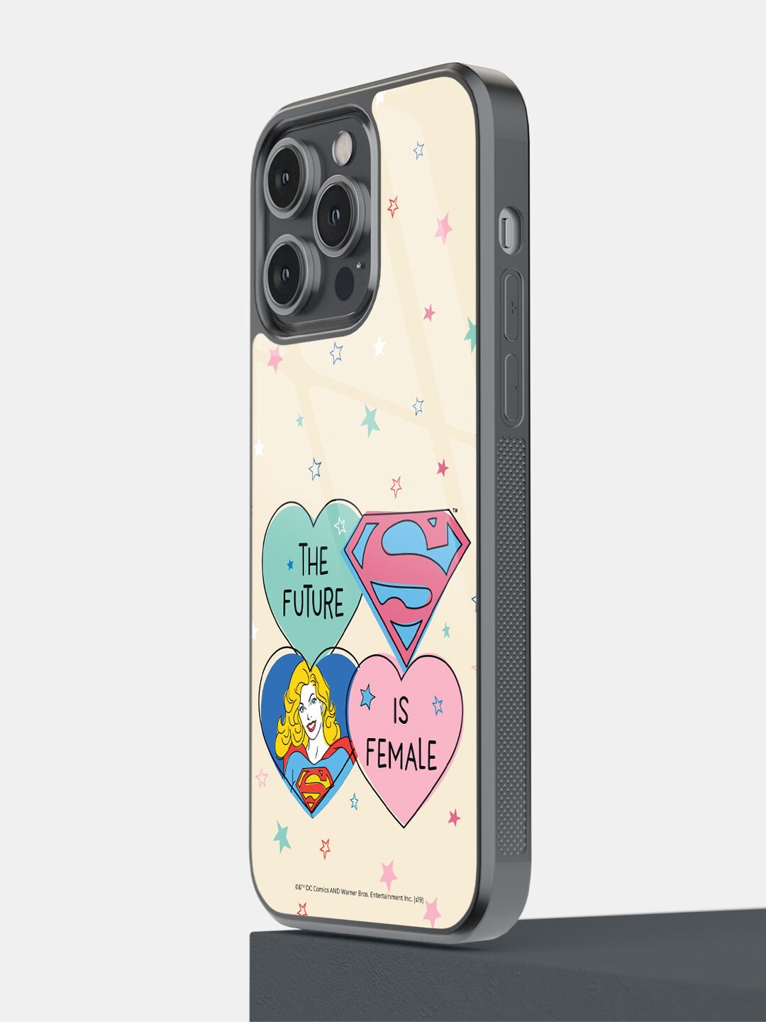 

macmerise Supergirl Future Design iPhone 14 Pro Max Glass Phone Case, Cream