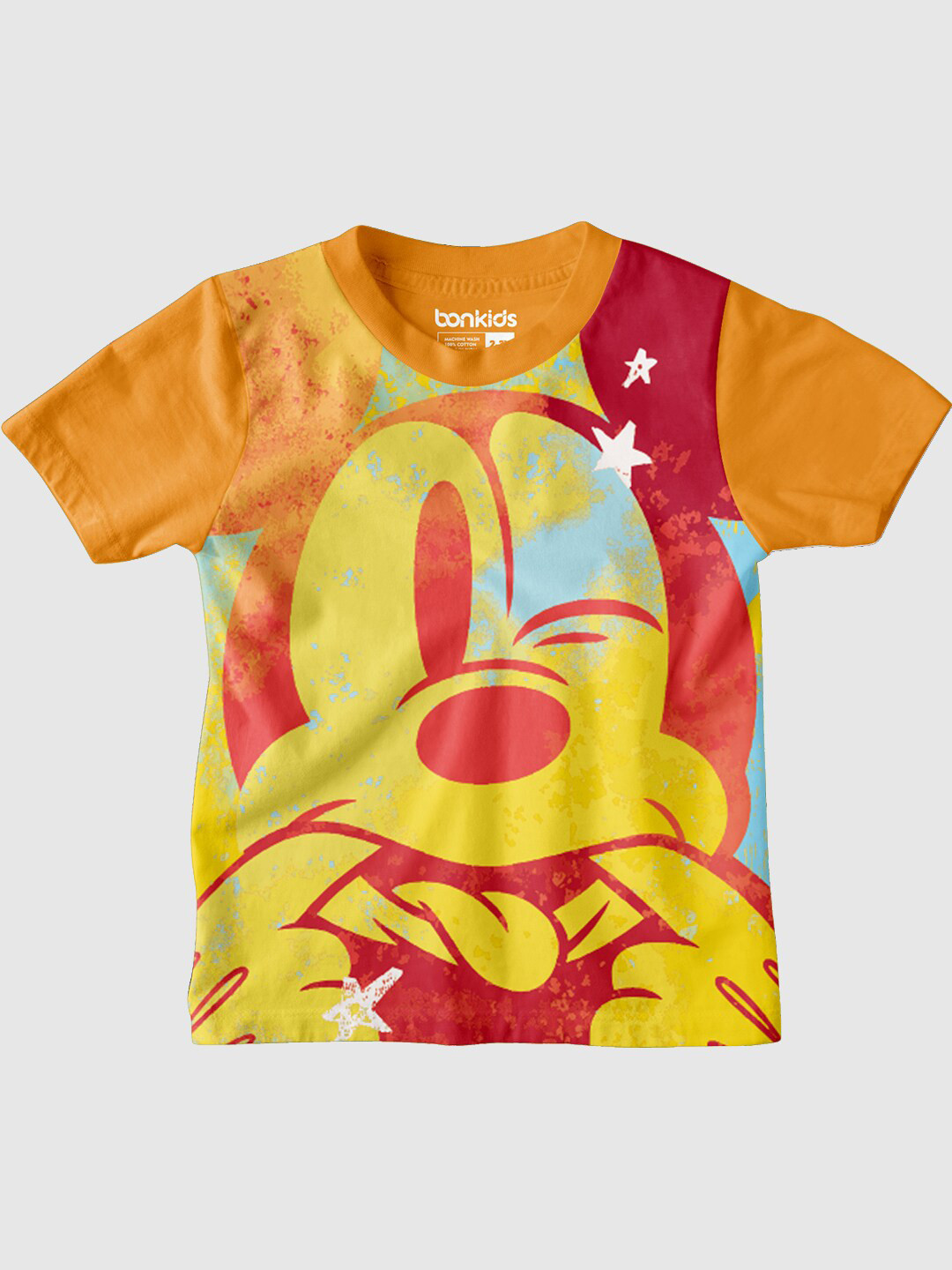 

BONKIDS Boys Mickey Mouse Printed Pure Cotton T-Shirt, Orange