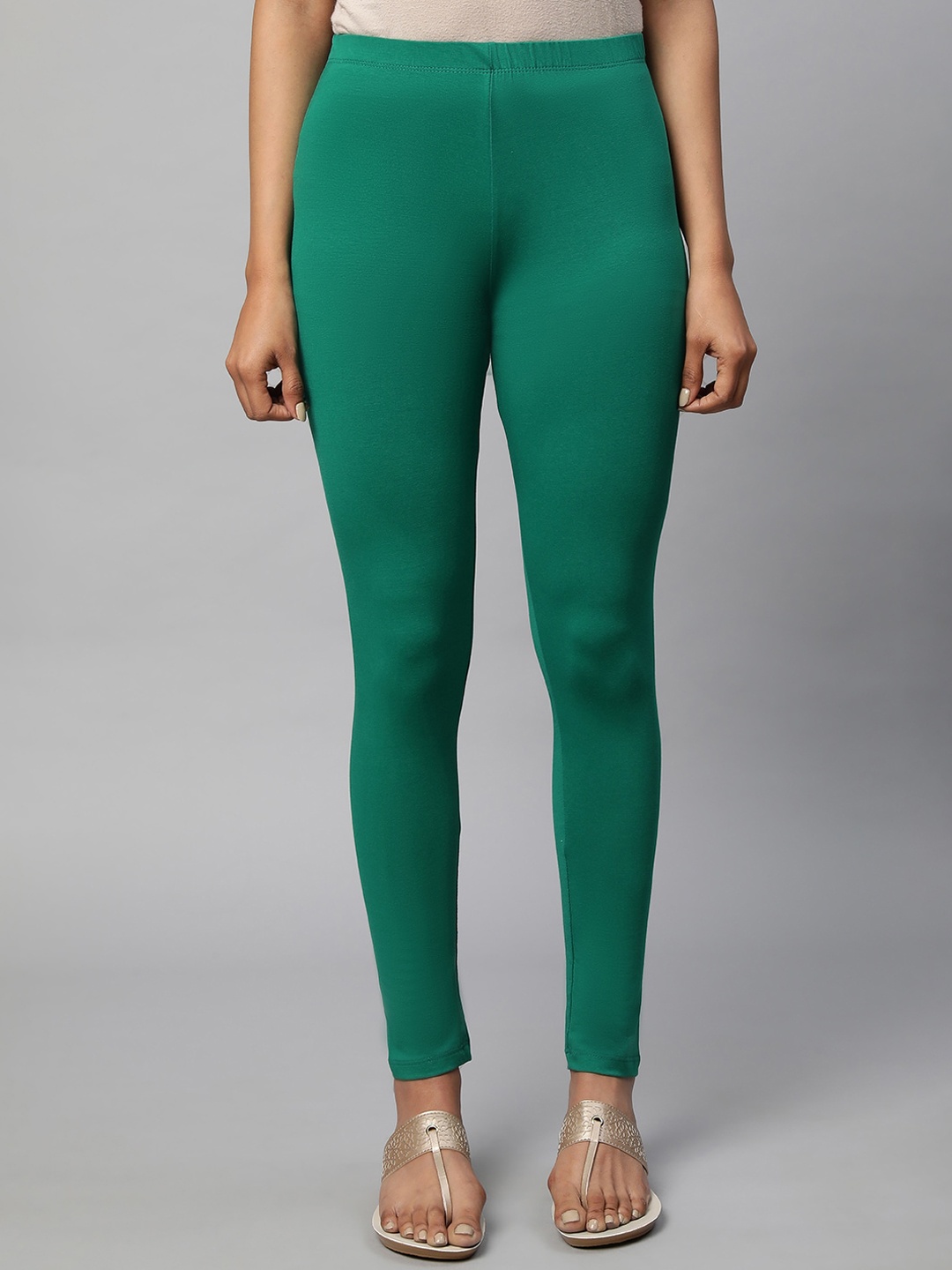 

elleven Women Ankle Length Cotton Lyrca Leggings, Green