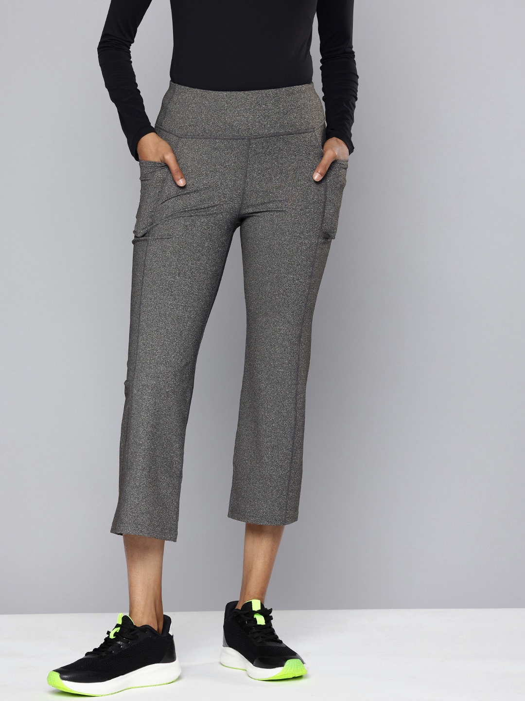 

Skechers Women Three-Fourth Length Flared Leg Track Pants, Grey