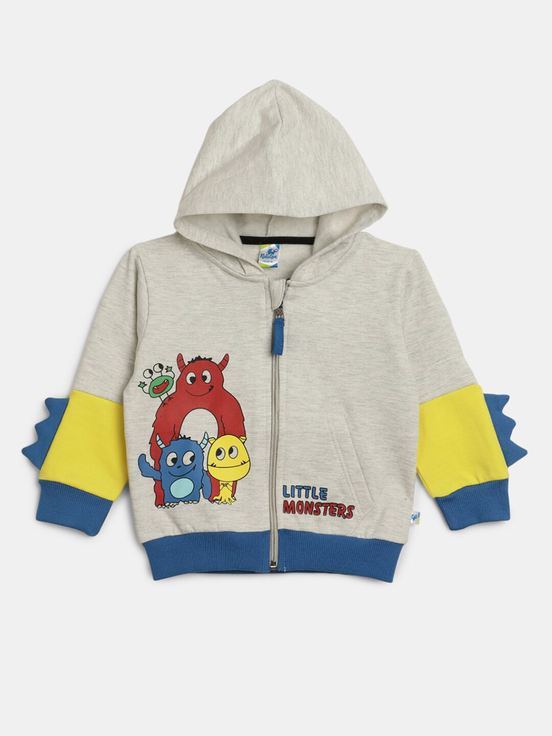 

V-Mart Infants Printed Hooded Cotton Fleece Front Open Sweatshirt, Grey