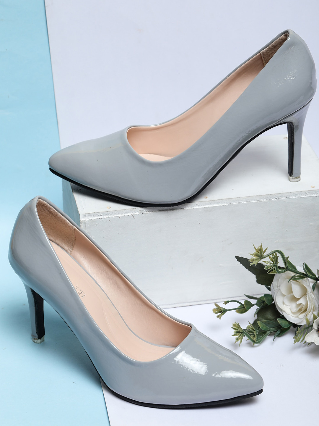 

SHUZ TOUCH Pointed Toe Slim Heels Pumps, Grey