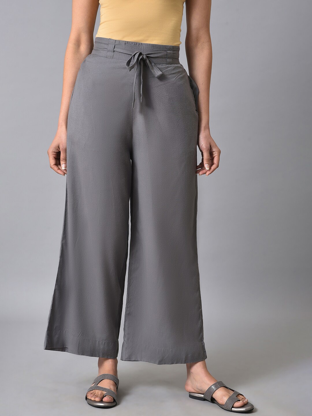 

elleven Women Straight Ethnic Regular Palazzo, Grey