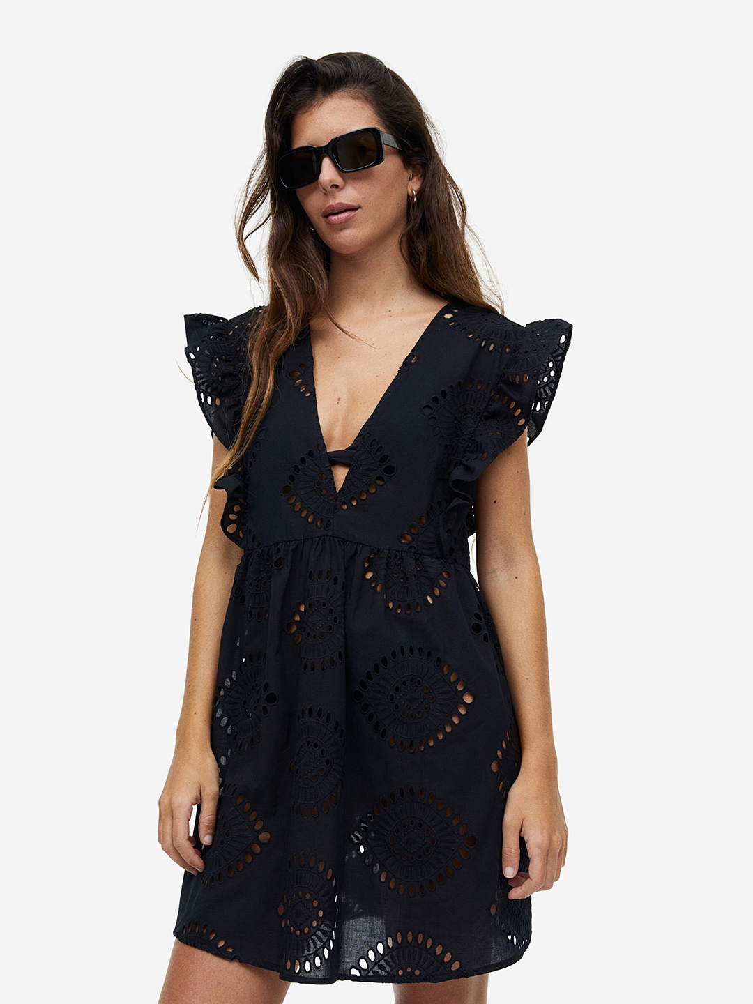 

H&M Broderie Anglaise Beach Dress, Black