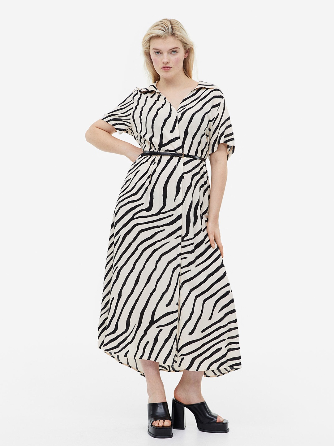 

H&M Tie-Belt Shirt Dress, White