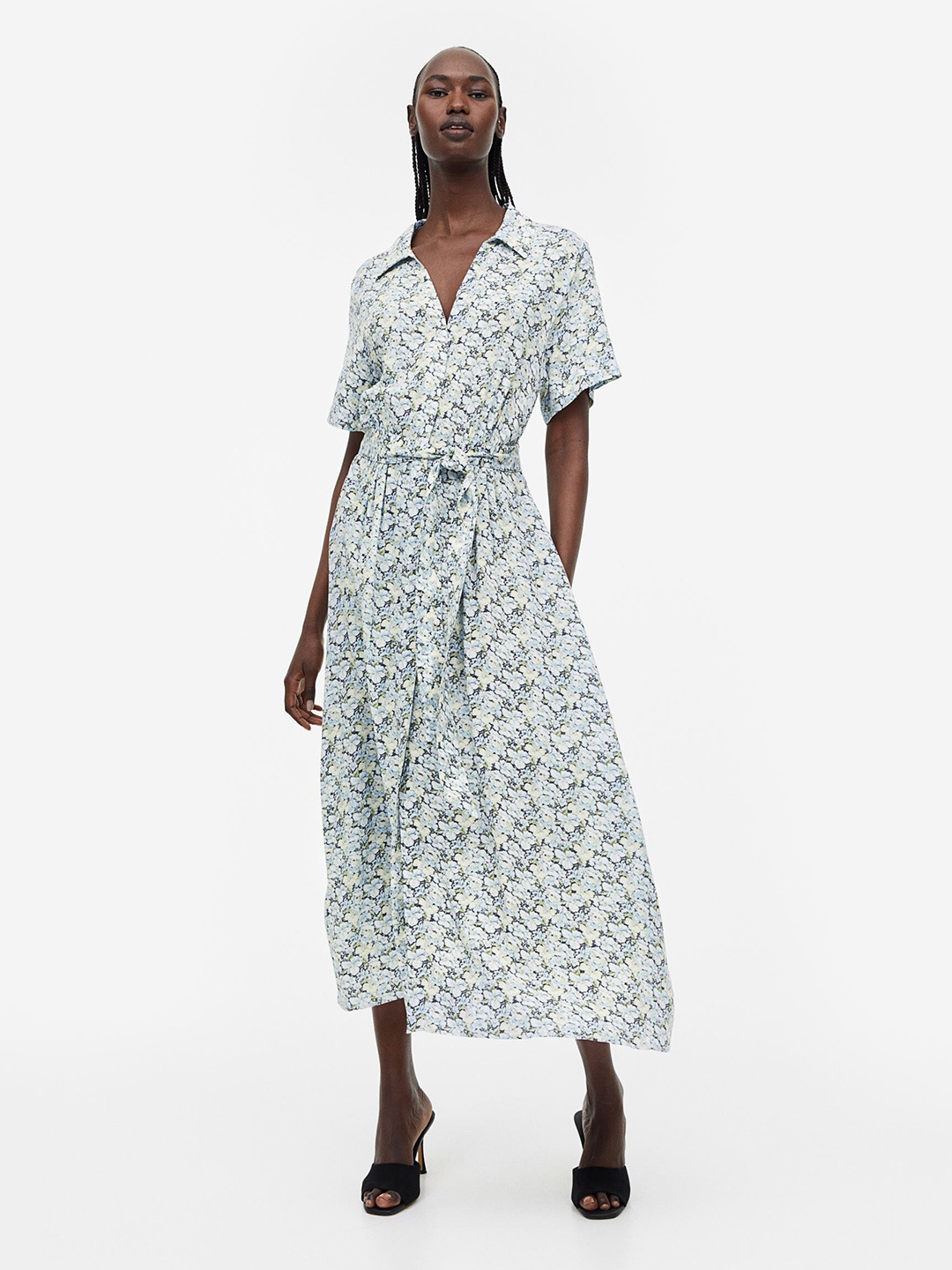 

H&M Tie-Belt Shirt Dress, Blue