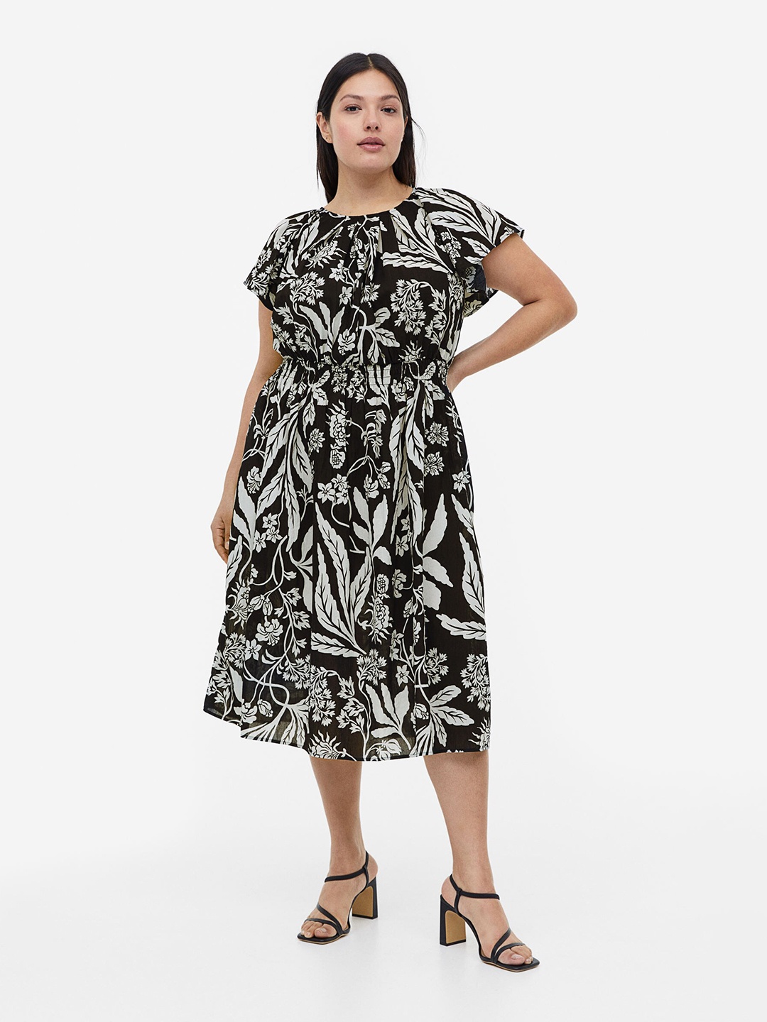 

H&M Crinkled Pure Cotton Dress, Black