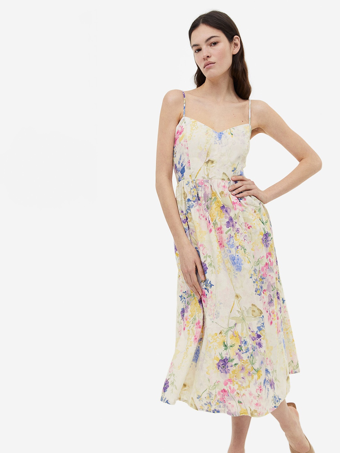 

H&M Linen-Blend Dress, Cream
