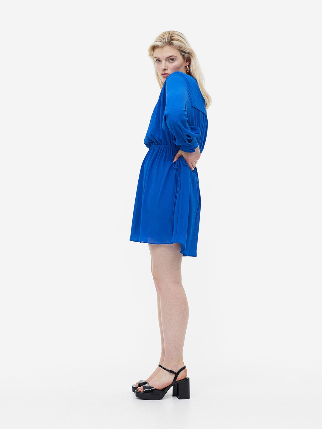 

H&M Drawstring-Detail Dress, Blue