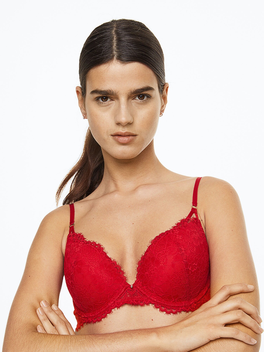

H&M Lace Push-Up Bra, Red