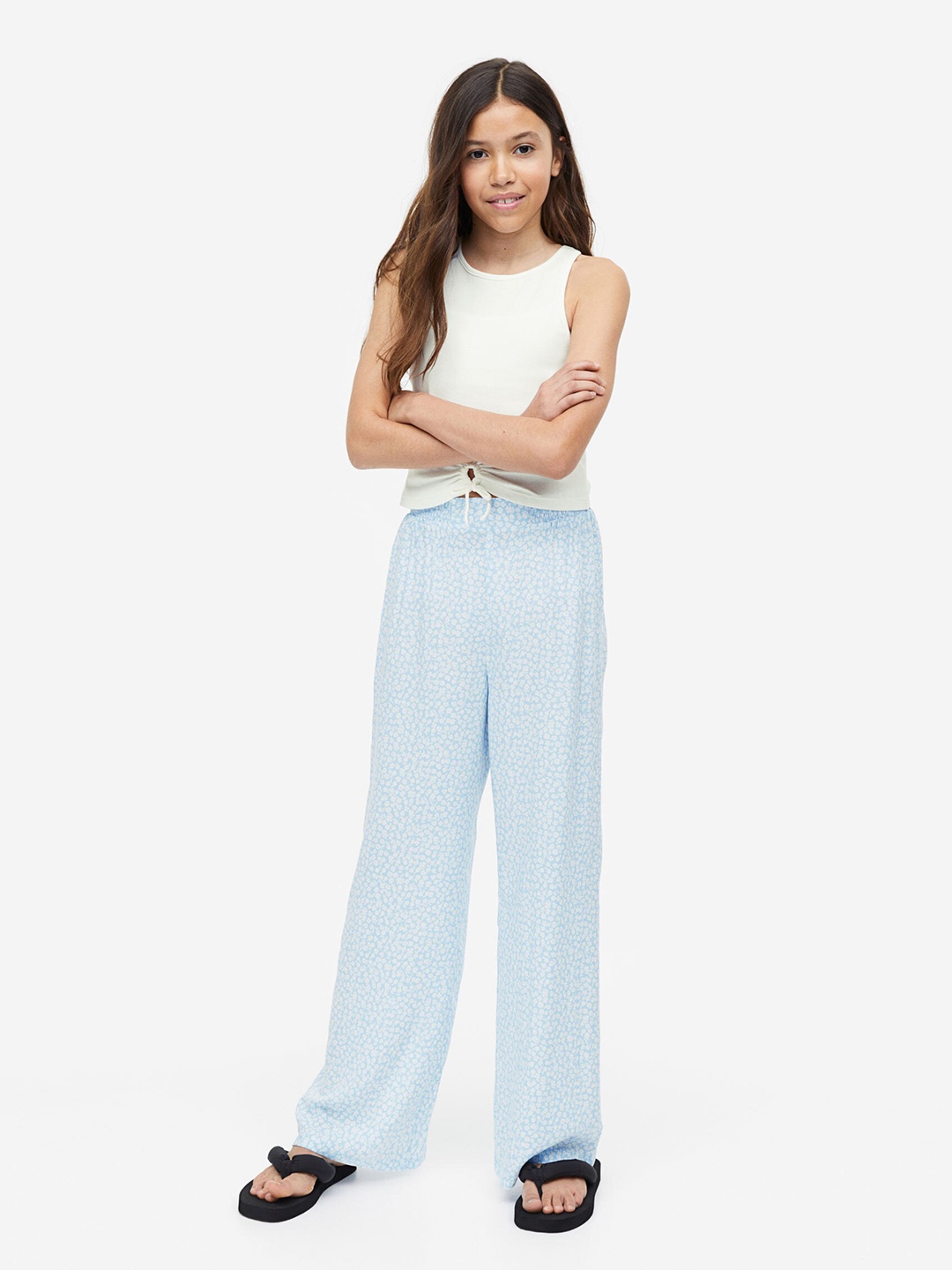

H&M Girls 2-Piece Top And Trousers Set, Blue