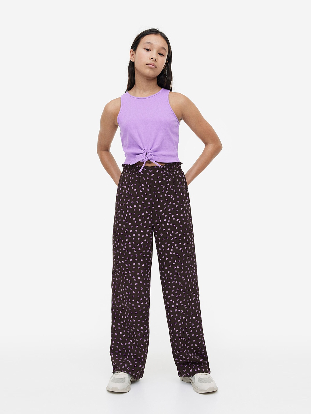 

H&M Girls 2-Piece Top And Trousers Set, Violet
