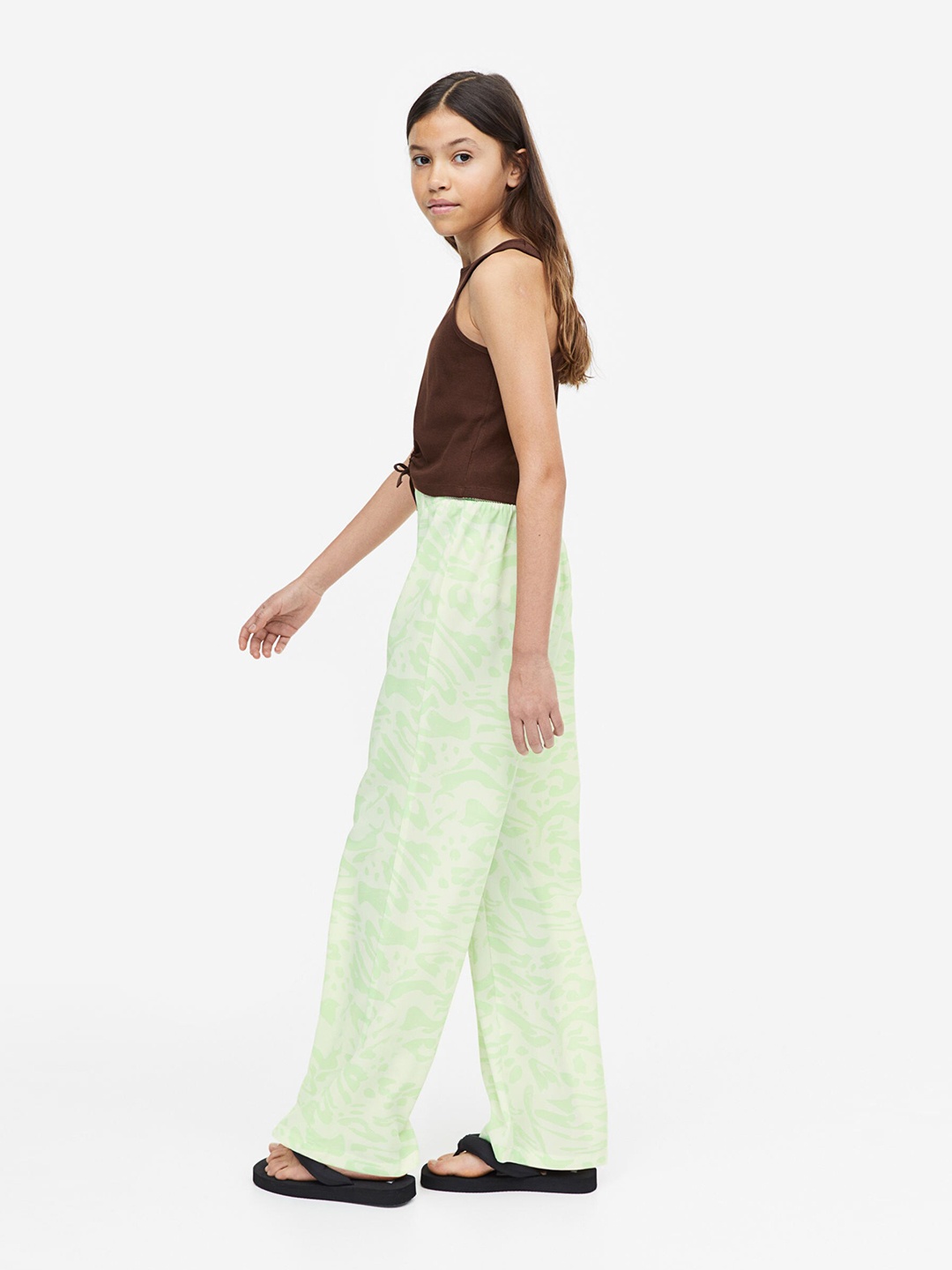 

H&M Girls 2-Piece Top And Trousers Set, Brown