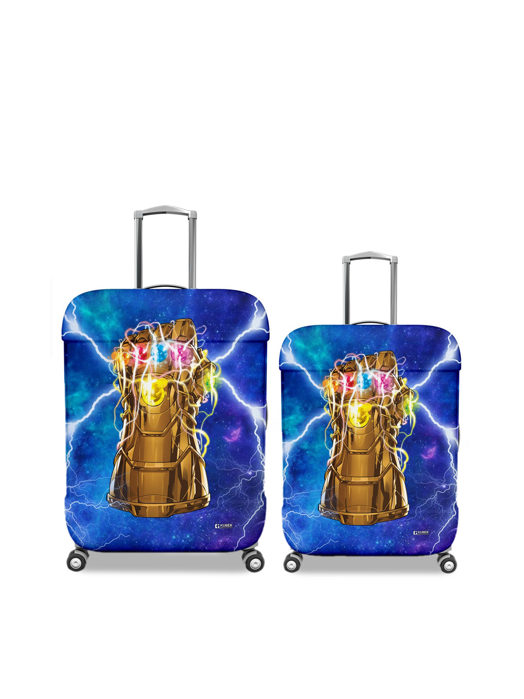 

Kuber Industries Set Of 2 Printed Protective Water Resistant Elasticated Luggage Cover, Blue