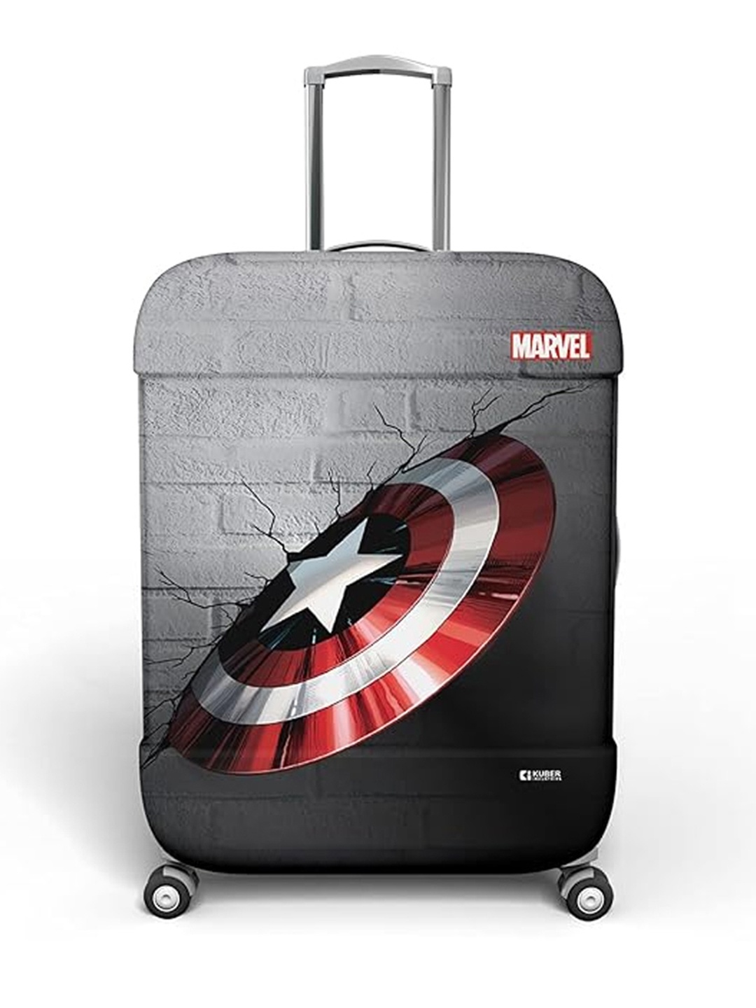 

Kuber Industries Marvel Captain America Shield Printed Water Resistant Luggage Cover, Grey