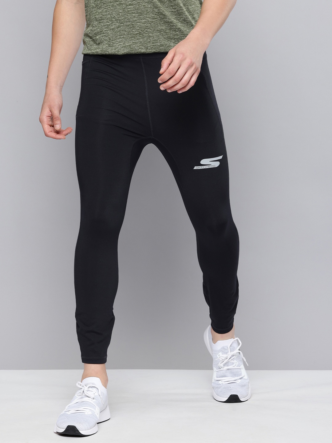 

Skechers Men Gorun Speed Elite Moisture Wicking UPF 40+ Finish Running Tights, Black