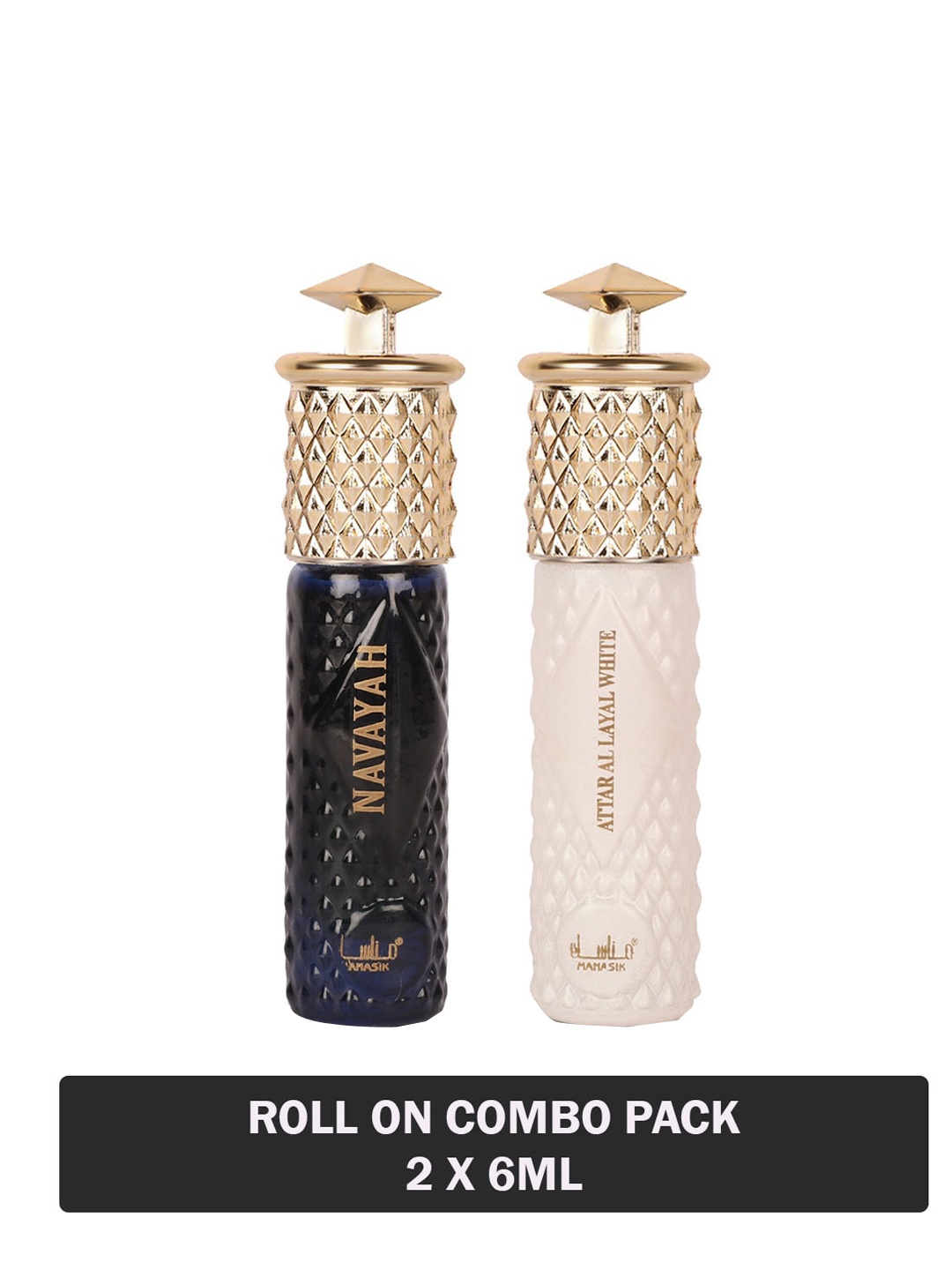 

MANASIK Set Of 2 Long Lasting Attars - 6 ml Each -Navayah & Al Layal White, Multi