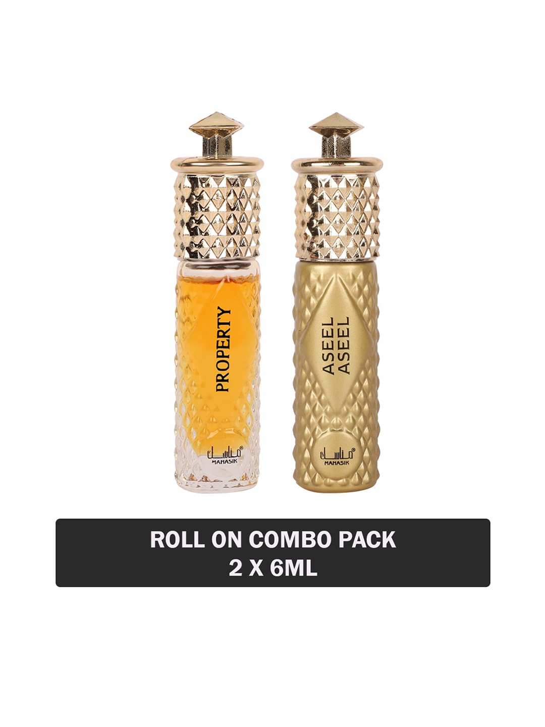 

MANASIK Men Set Of 2 Long Lasting Attars - 6 ml Each -Property & Aseel Aseel, Multi
