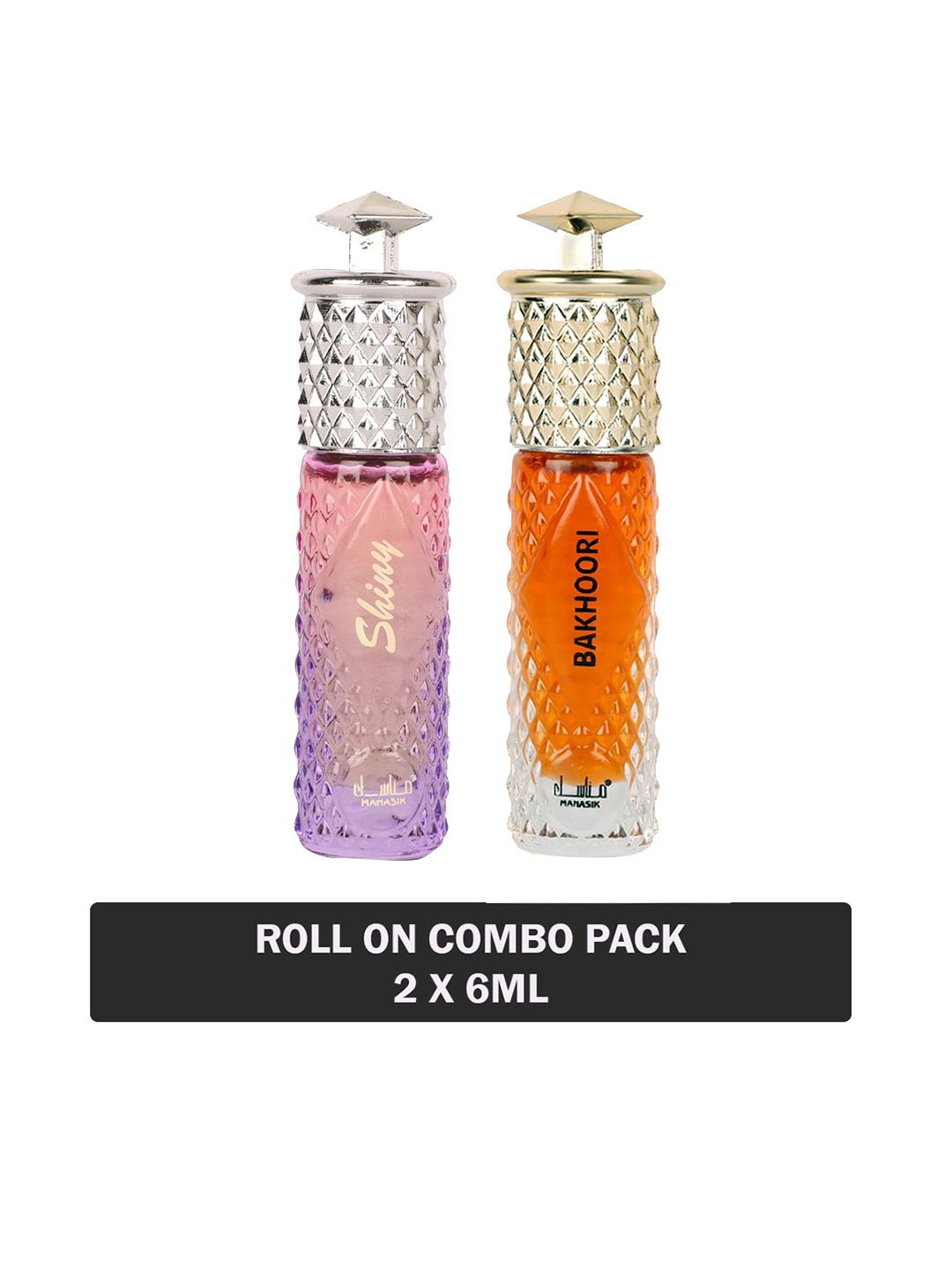 

MANASIK Set of Shiny Pink & Bakhoori Long Lasting Attars - 6 ml Each