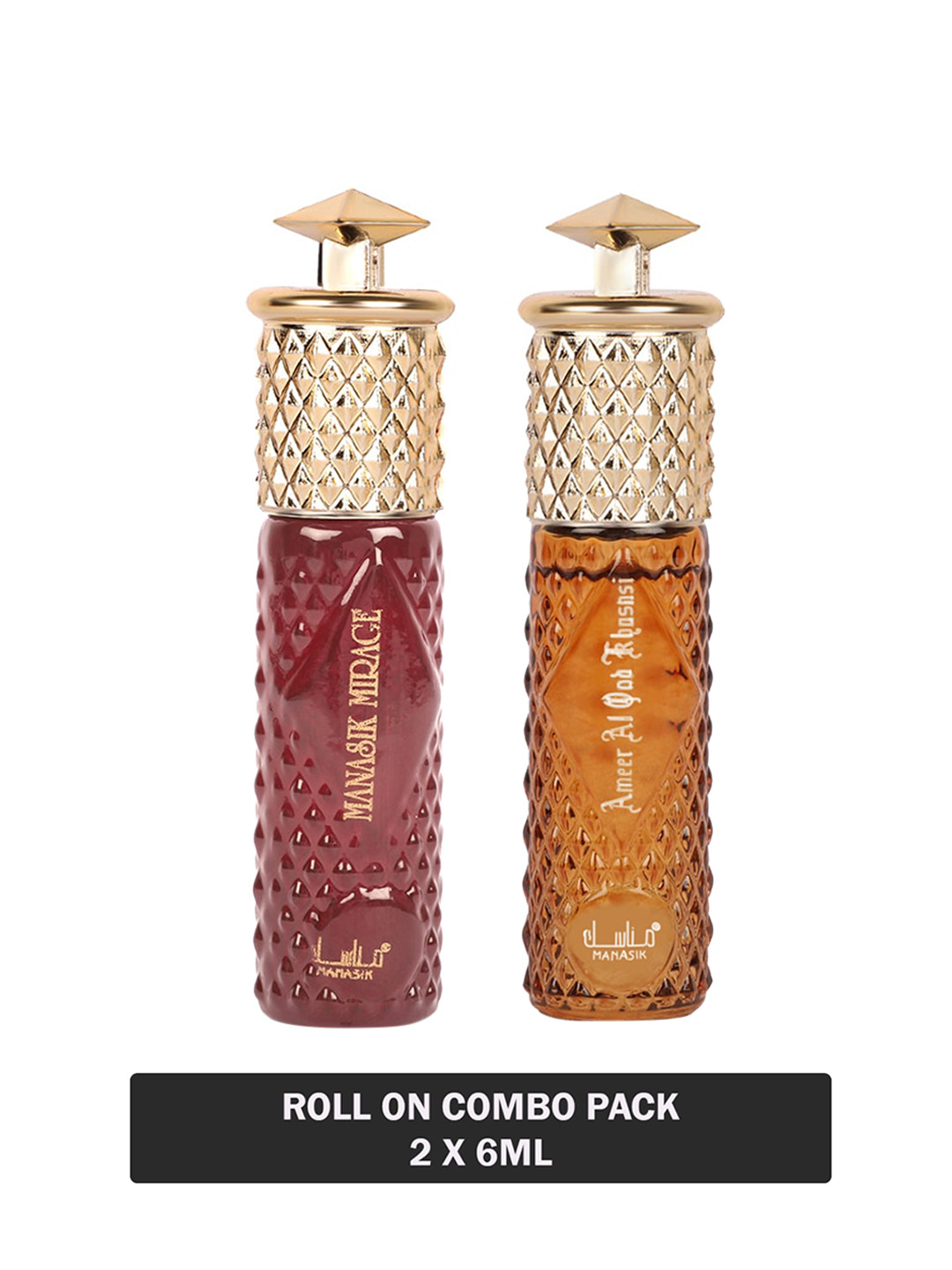 

MANASIK Set of Mirage & Ameer Al Oud Khusnsi Long Lasting Attars - 6 ml Each, Maroon