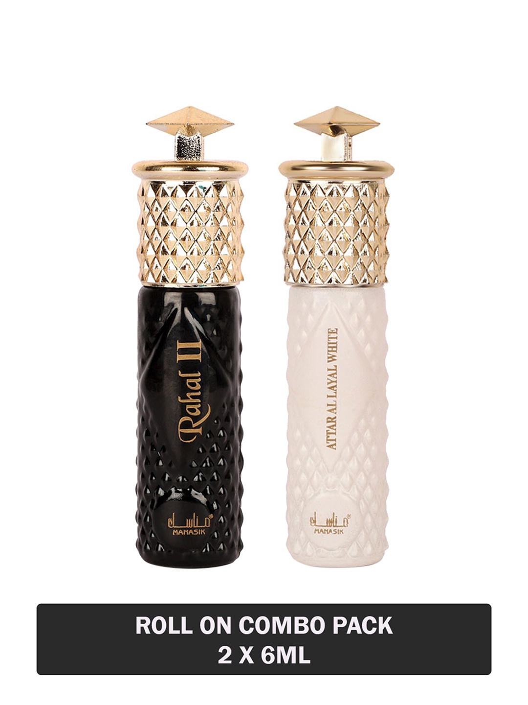 

MANASIK Set Of 2 Long Lasting Attars - 6 ml Each - Rahal II & Al Layal White