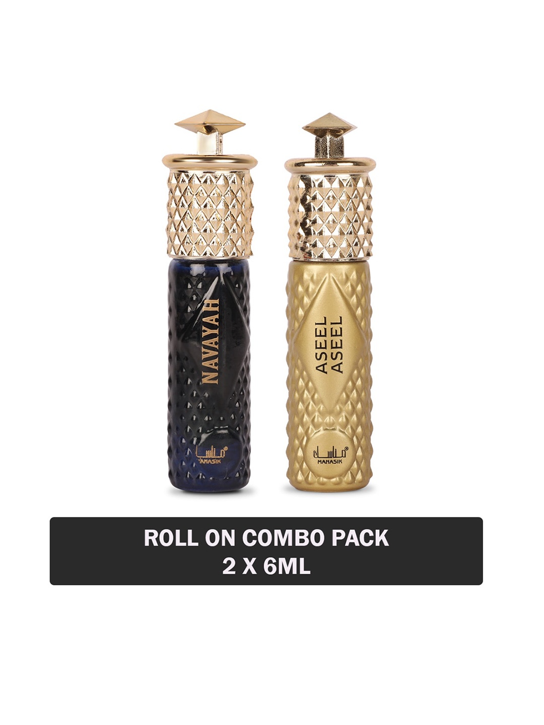 

MANASIK Set Of 2 Long Lasting Attars - 6 ml Each - Navayah & Aseel Aseel, Black