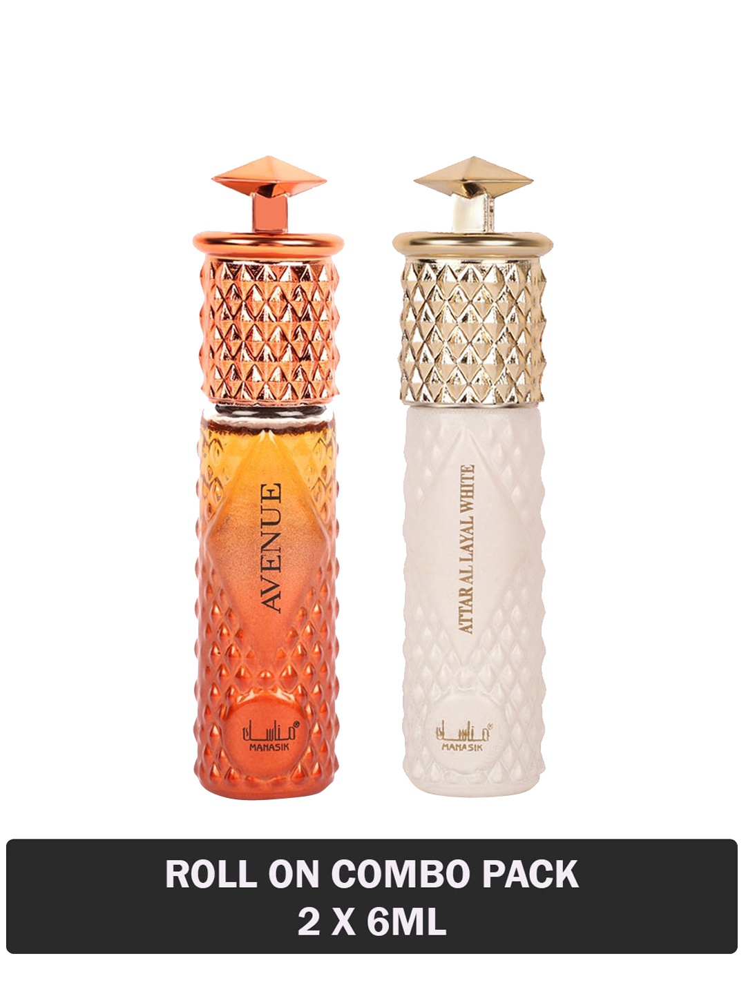

MANASIK Set Of 2 Long Lasting Attars - 6 ml Each - Avenue & Al Layal White, Multi