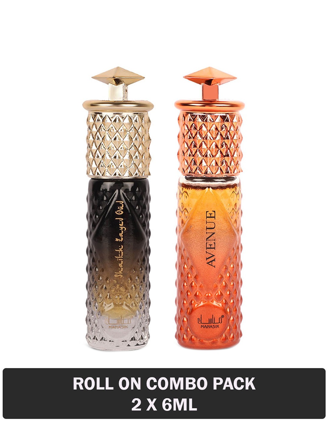 

MANASIK Men Set Of Shaikh Zayed Oud & Avenue Long Lasting Attars - 6 ml Each, Orange