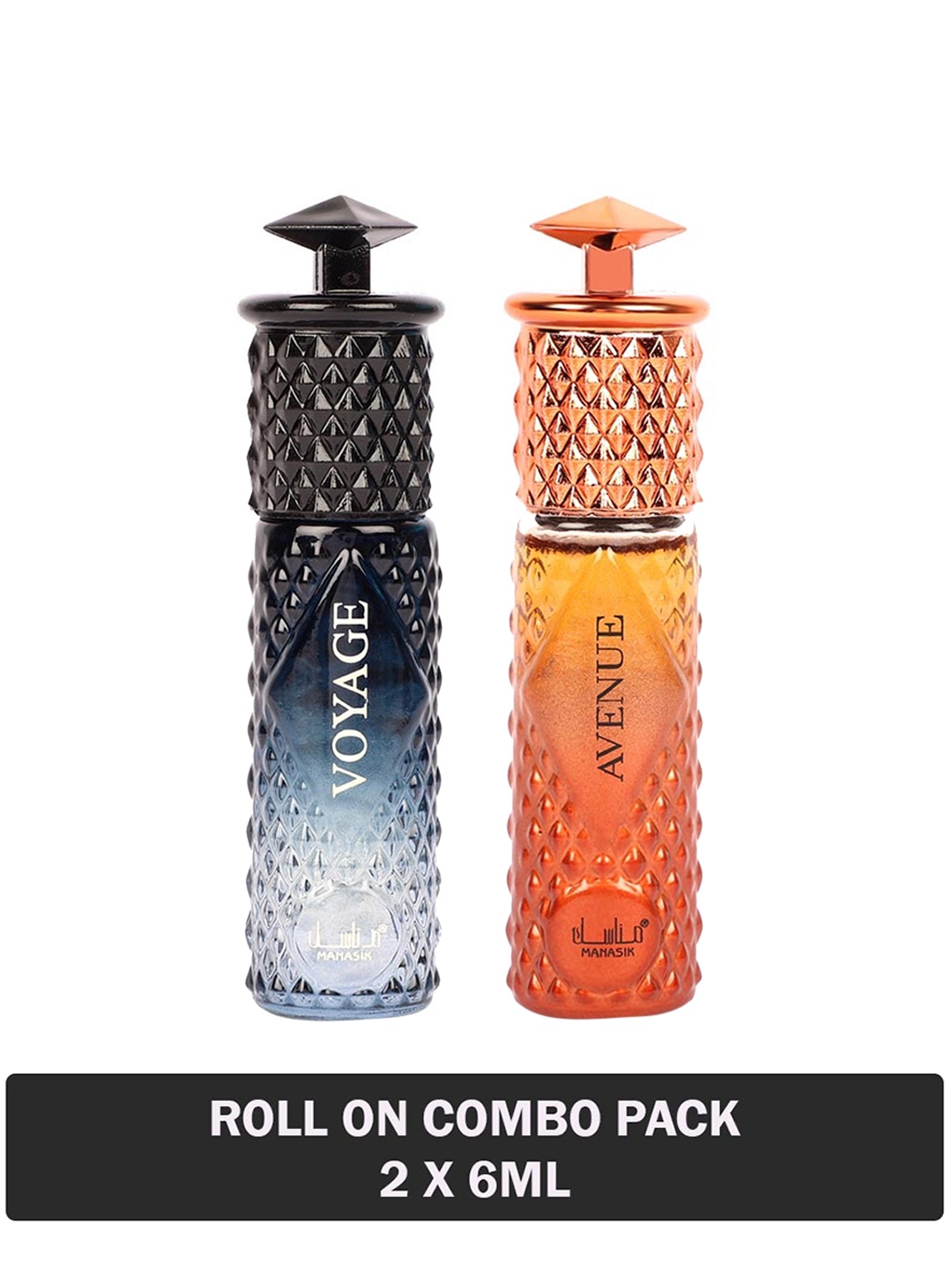 

MANASIK Men Set Of 2 Long Lasting Attars - 6 ml Each - Voyage & Avenue, Multi