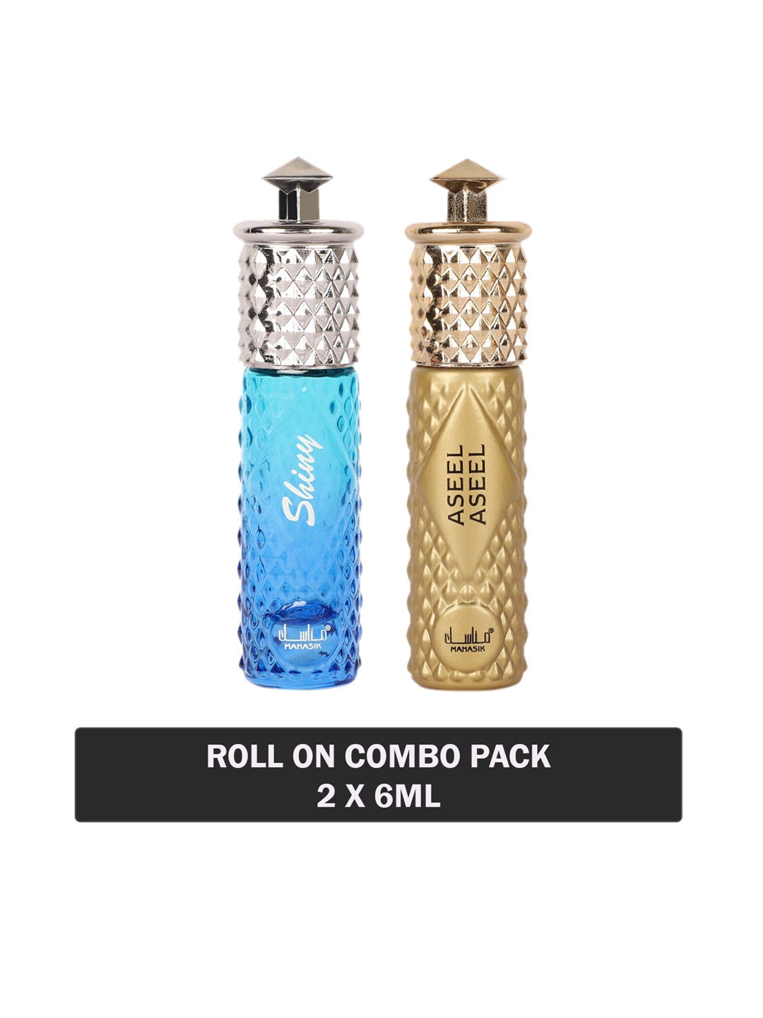 

MANASIK Men Set Of Shiny Blue & Aseel Aseel Long Lasting Attars - 6 ml Each