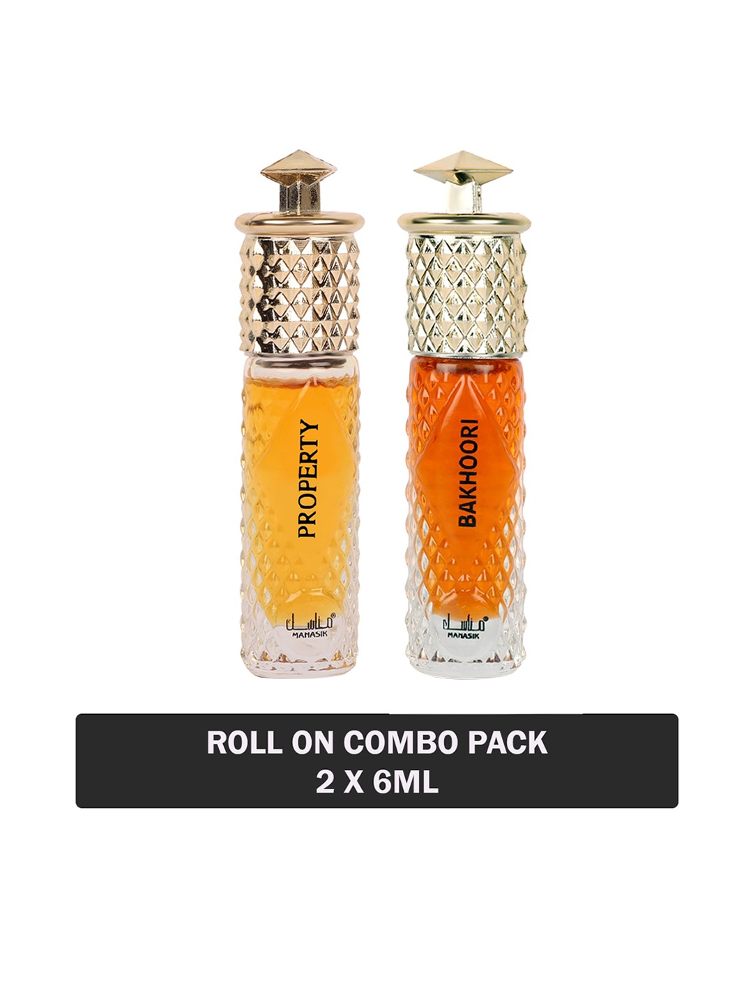 

MANASIK Set of Property & Bakhoori Long-Lasting Roll-On Attar - 6ml Each, Yellow