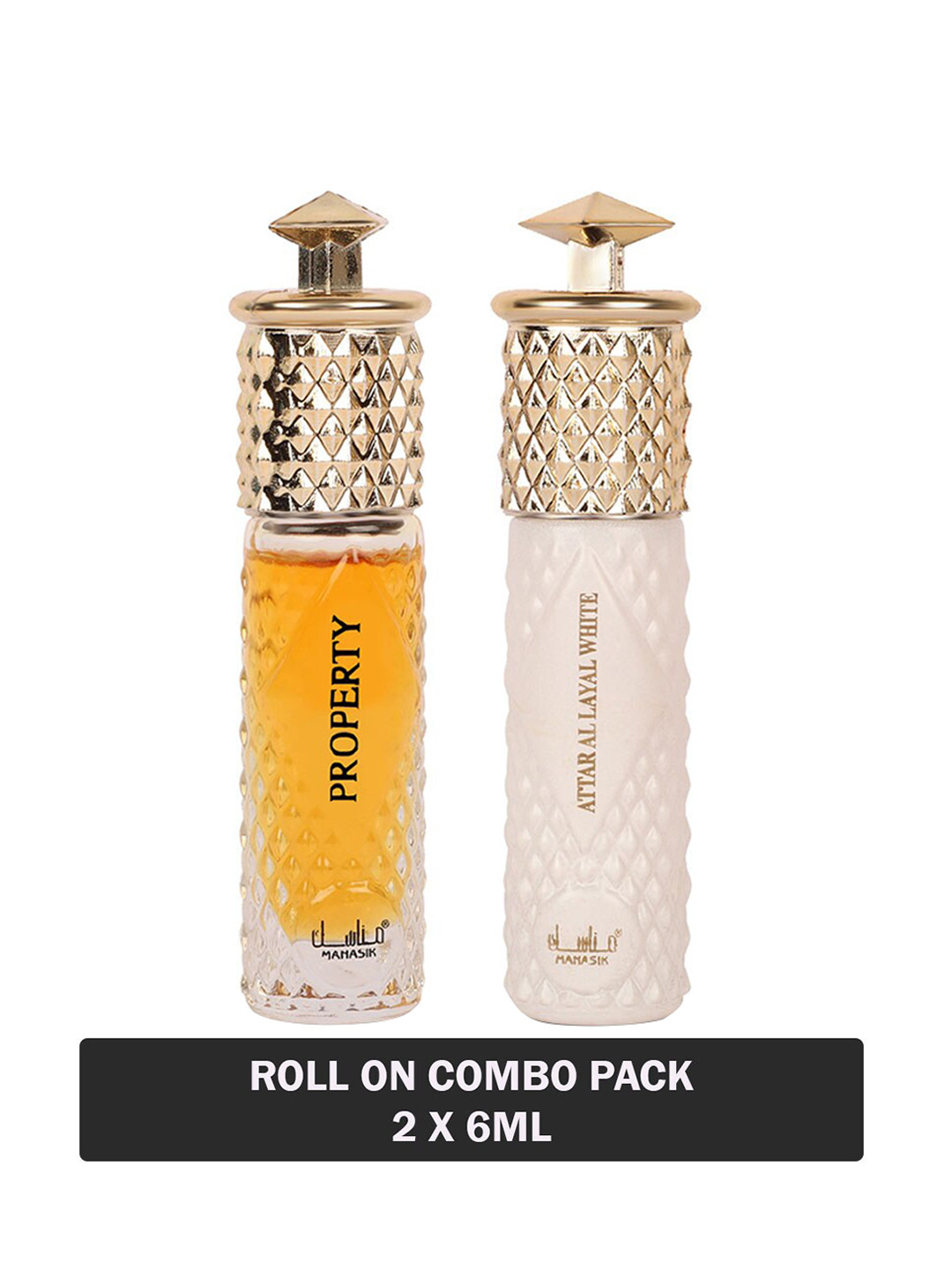 

MANASIK Set of Property & Al Layal White Long-Lasting Roll-On Attar - 6 ml each, Yellow