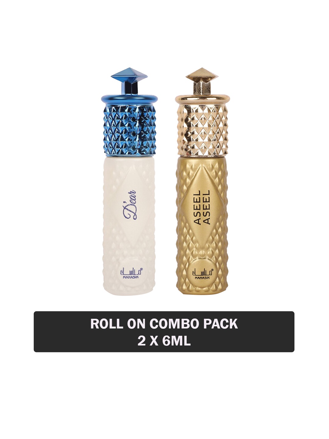 

MANASIK Set of Aseel Aseel & D'ear Long-Lasting Roll-On Attar - 6 ml each, Gold