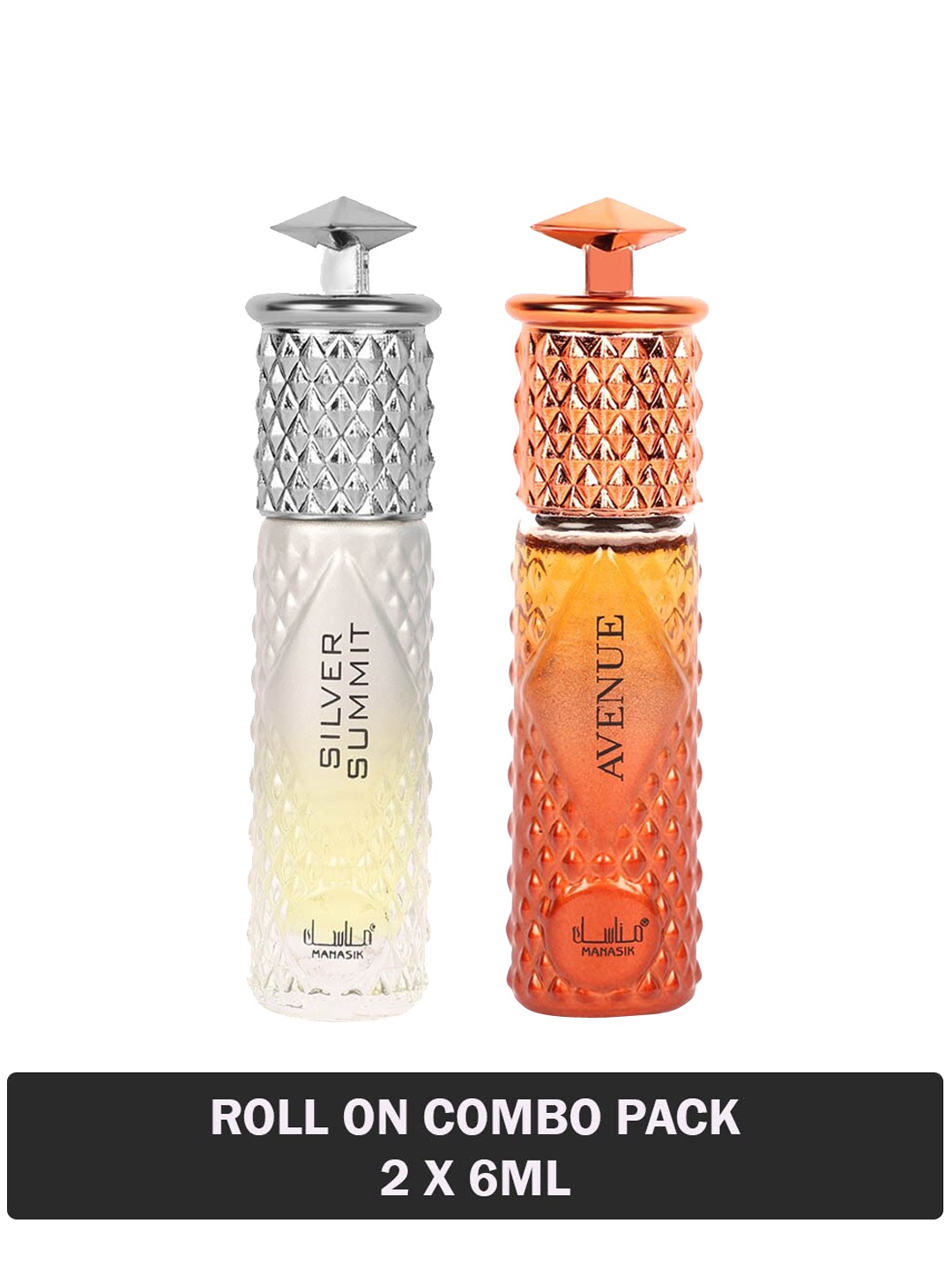 

MANASIK Set of Silver Summit & Avenue Long-Lasting Roll-On Attar - 6 ml each, White