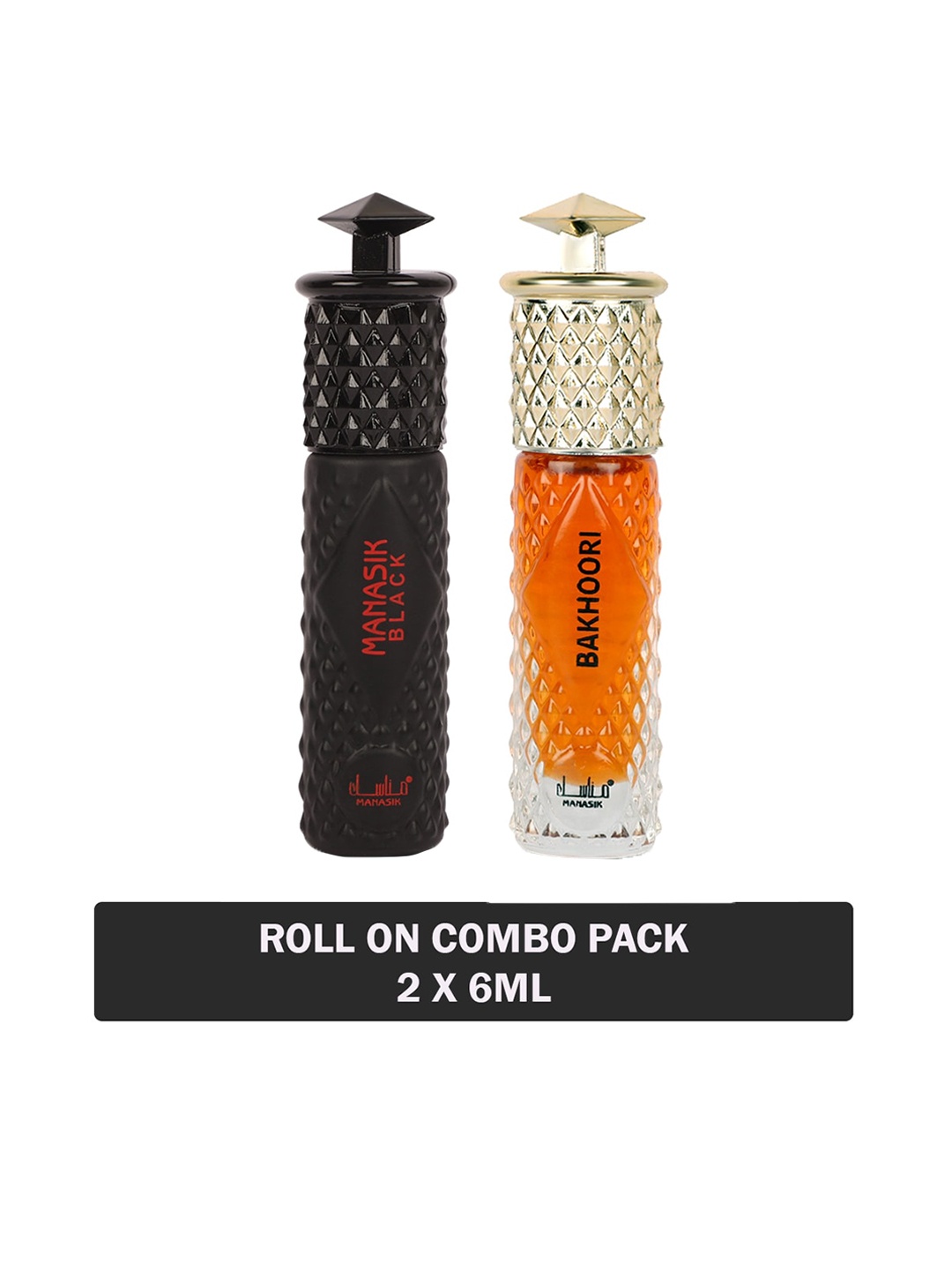 

MANASIK Men Set of Black & Bakhoori Long-Lasting Roll-On Attar - 6 ml each