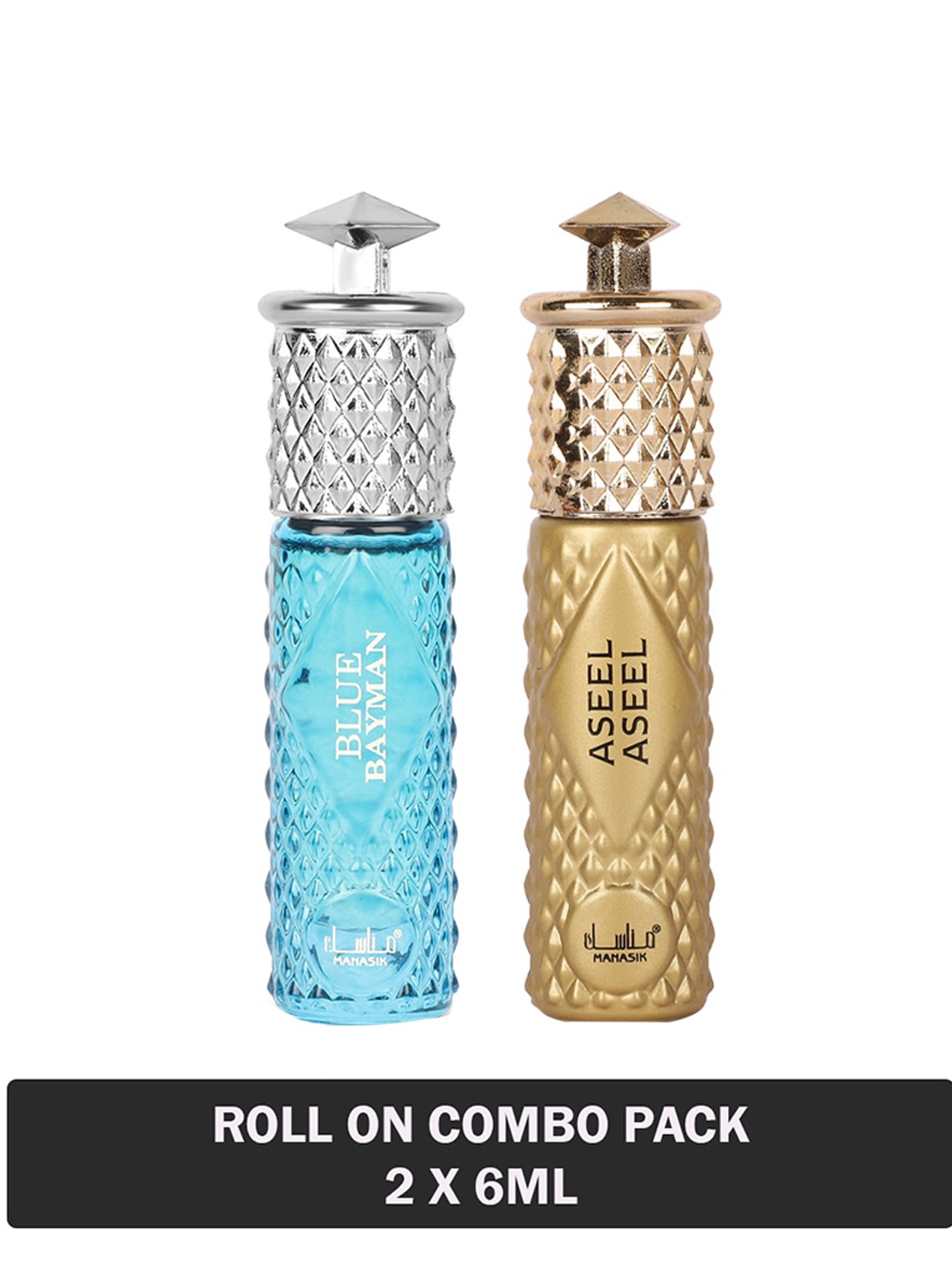 

MANASIK Set Of 2 Long Lasting Attars 6 ml Each - Blue Bayman & Aseel Aseel