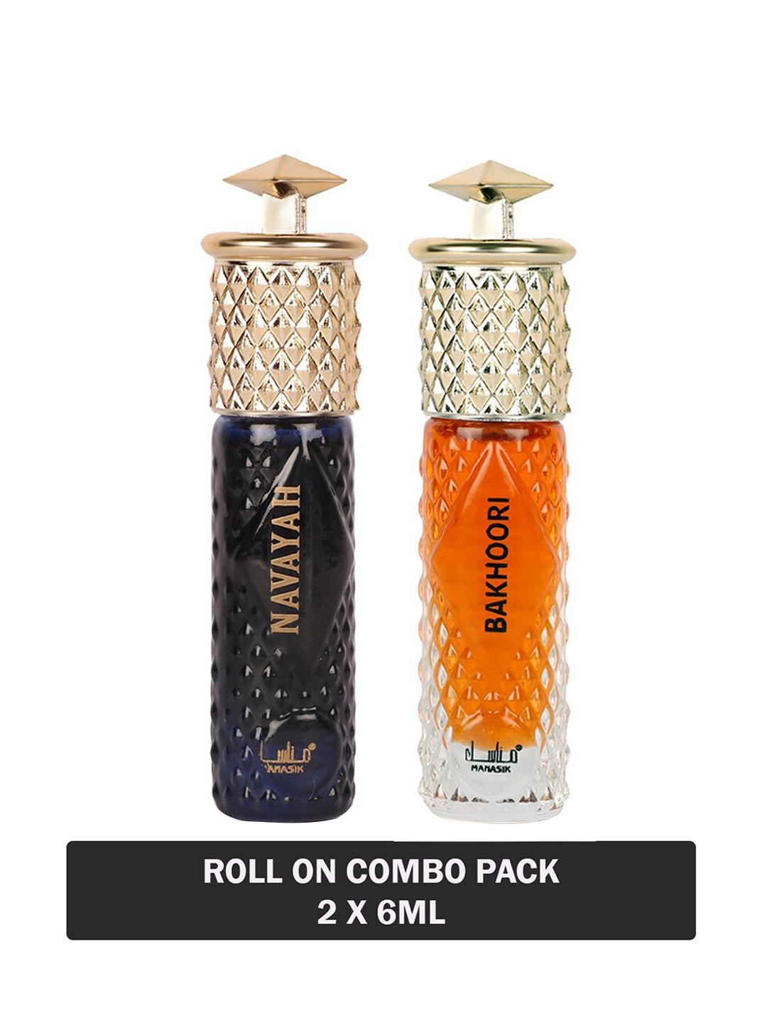 

MANASIK Set Of 2 Long Lasting Attars 6 ml Each - Navayah & Bakhoori, Black