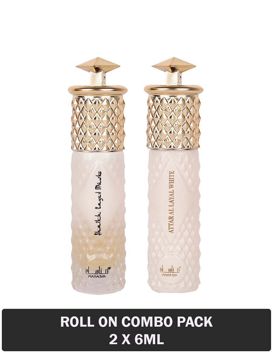 

MANASIK Set Of 2 Long Lasting Attars 6 ml Each - Shaikh Zayed Musk & Al Layal White