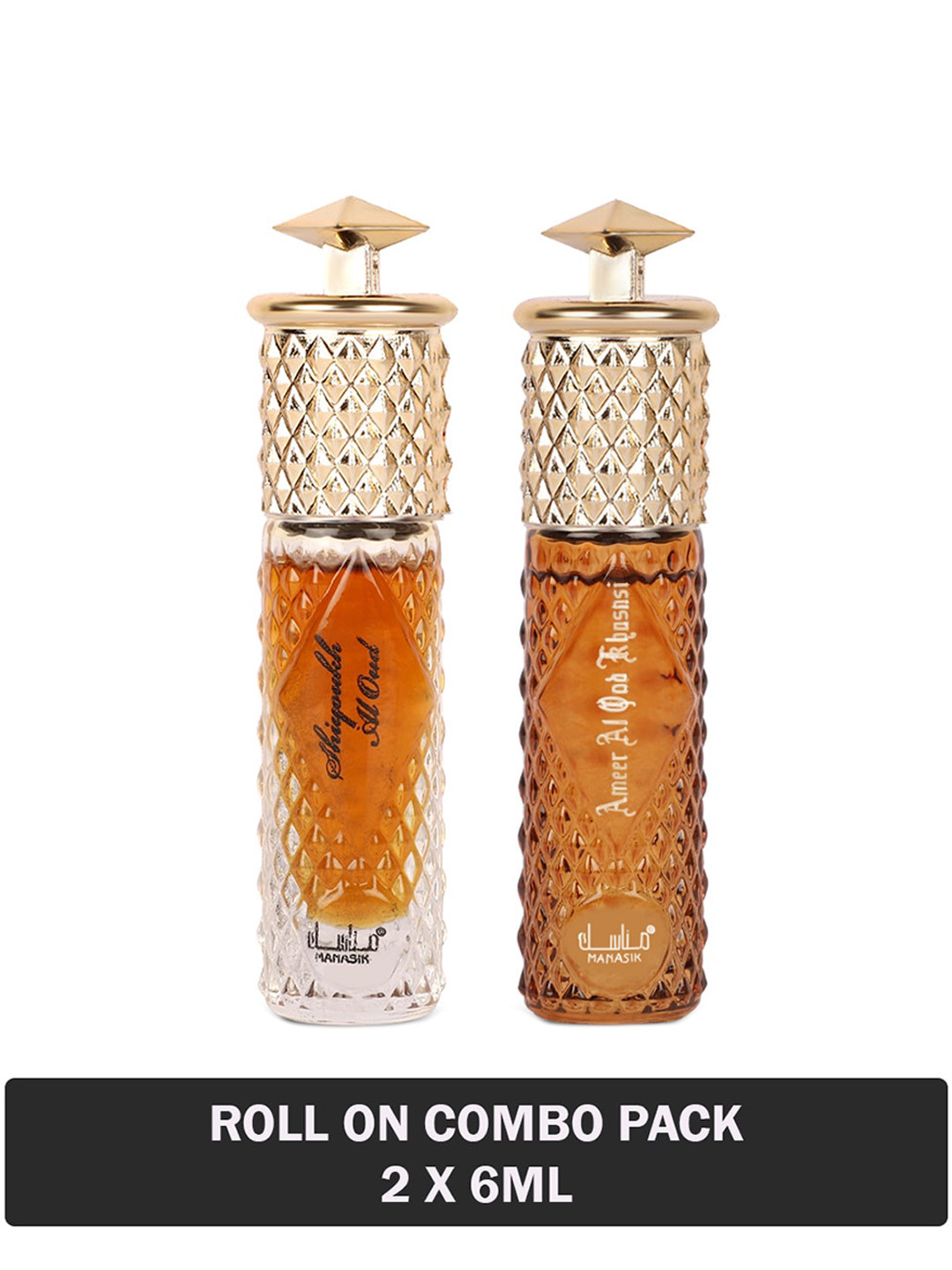 

MANASIK Men Set Of Shiyoukh Al Oud & Ameer Al Oud Khusnsi Long Lasting Attars - 6 ml Each, Orange
