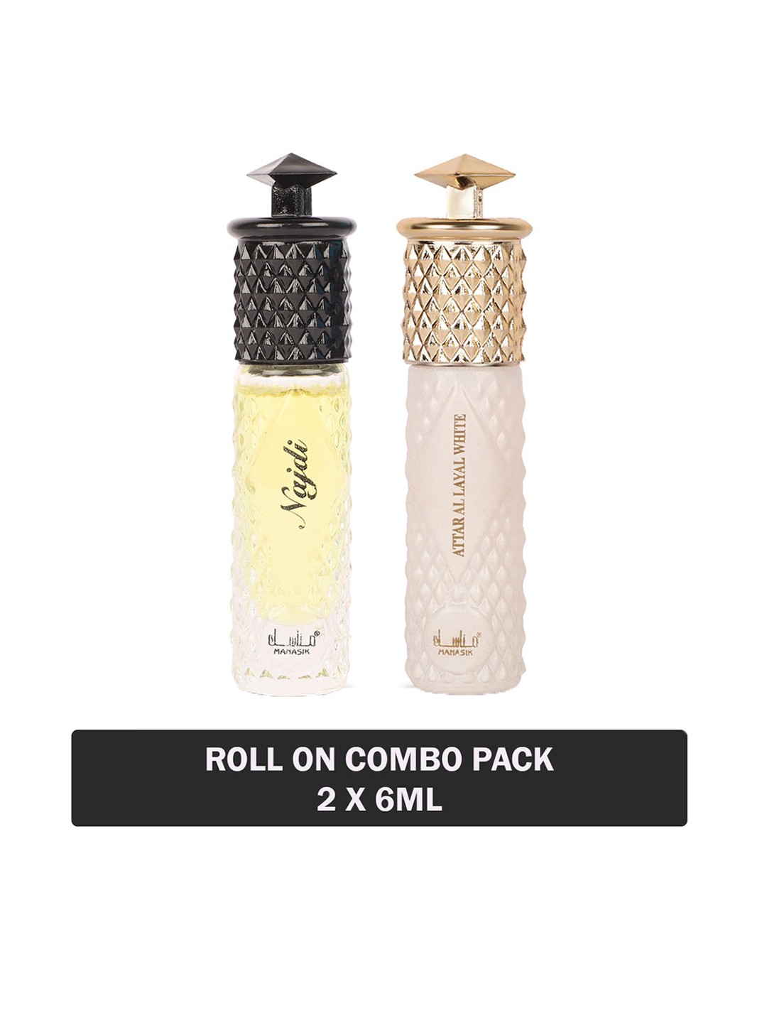

MANASIK Set Of Najdi & Al Layal White Long Lasting Attars - 6 ml Each